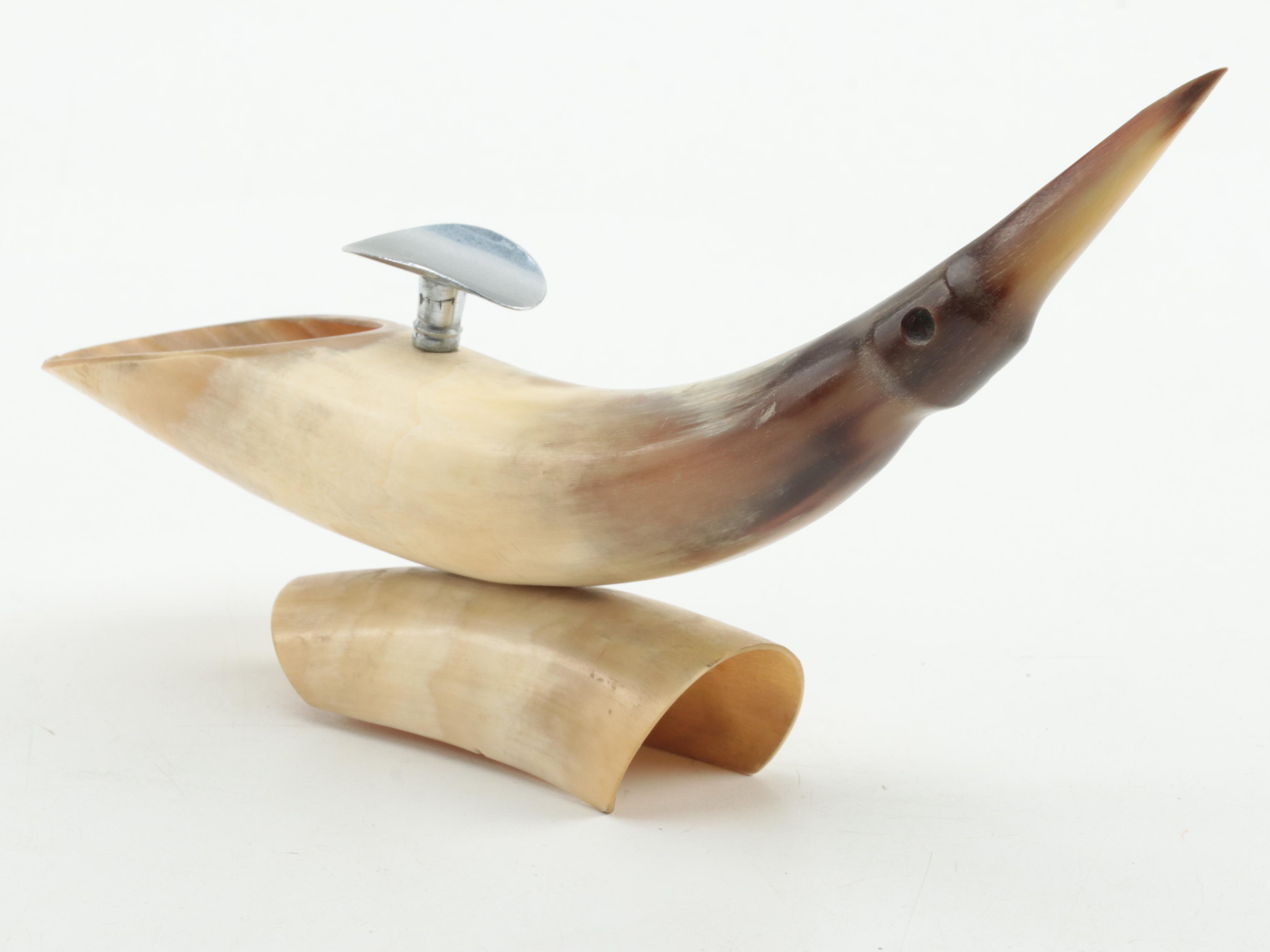 Repurposed Deer Antlers and Horn Cigar Stand With Copper Maple Leaf Coaster