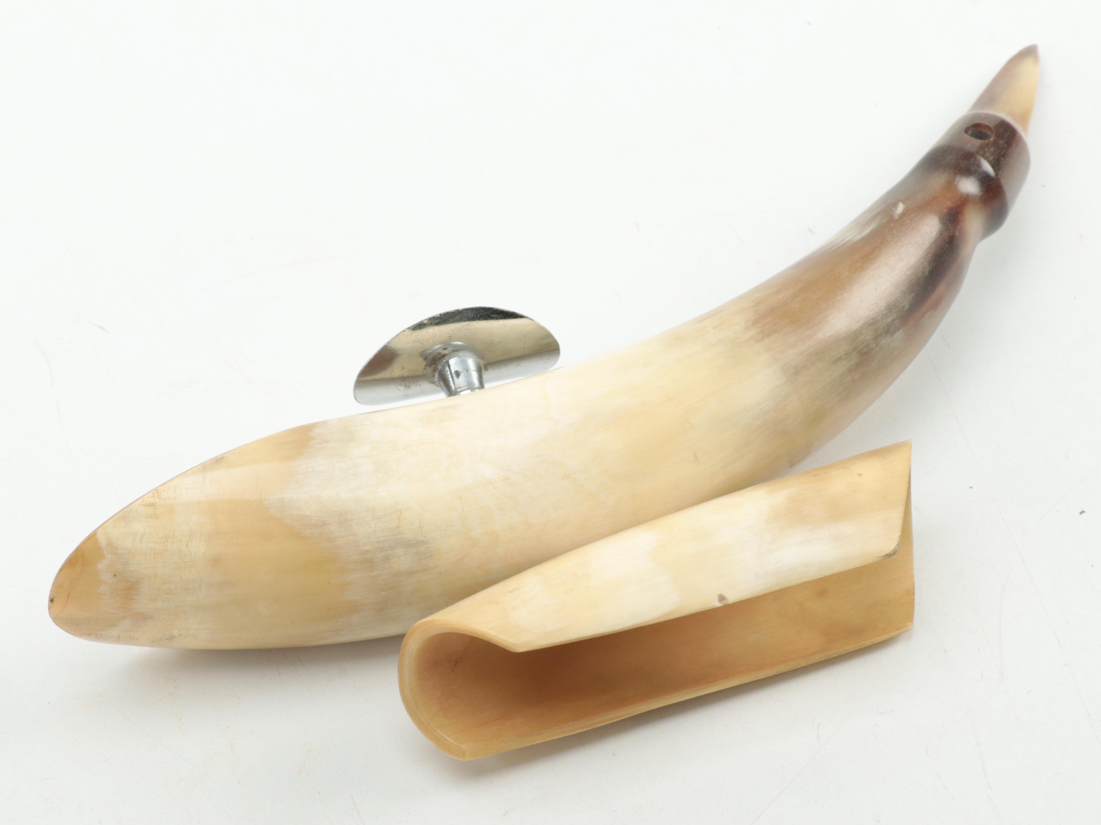 Repurposed Deer Antlers and Horn Cigar Stand With Copper Maple Leaf Coaster