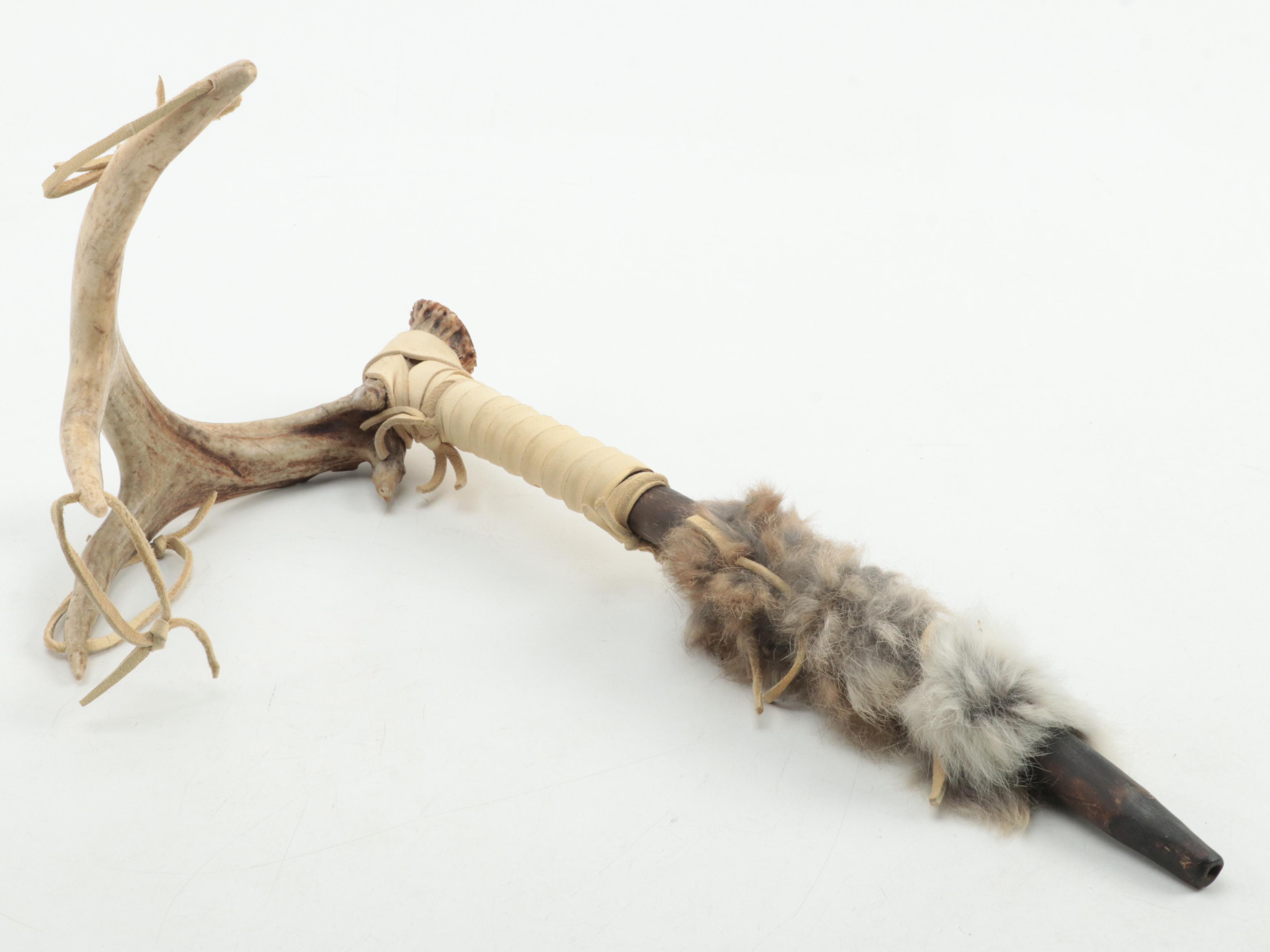 Repurposed Deer Antlers and Horn Cigar Stand With Copper Maple Leaf Coaster