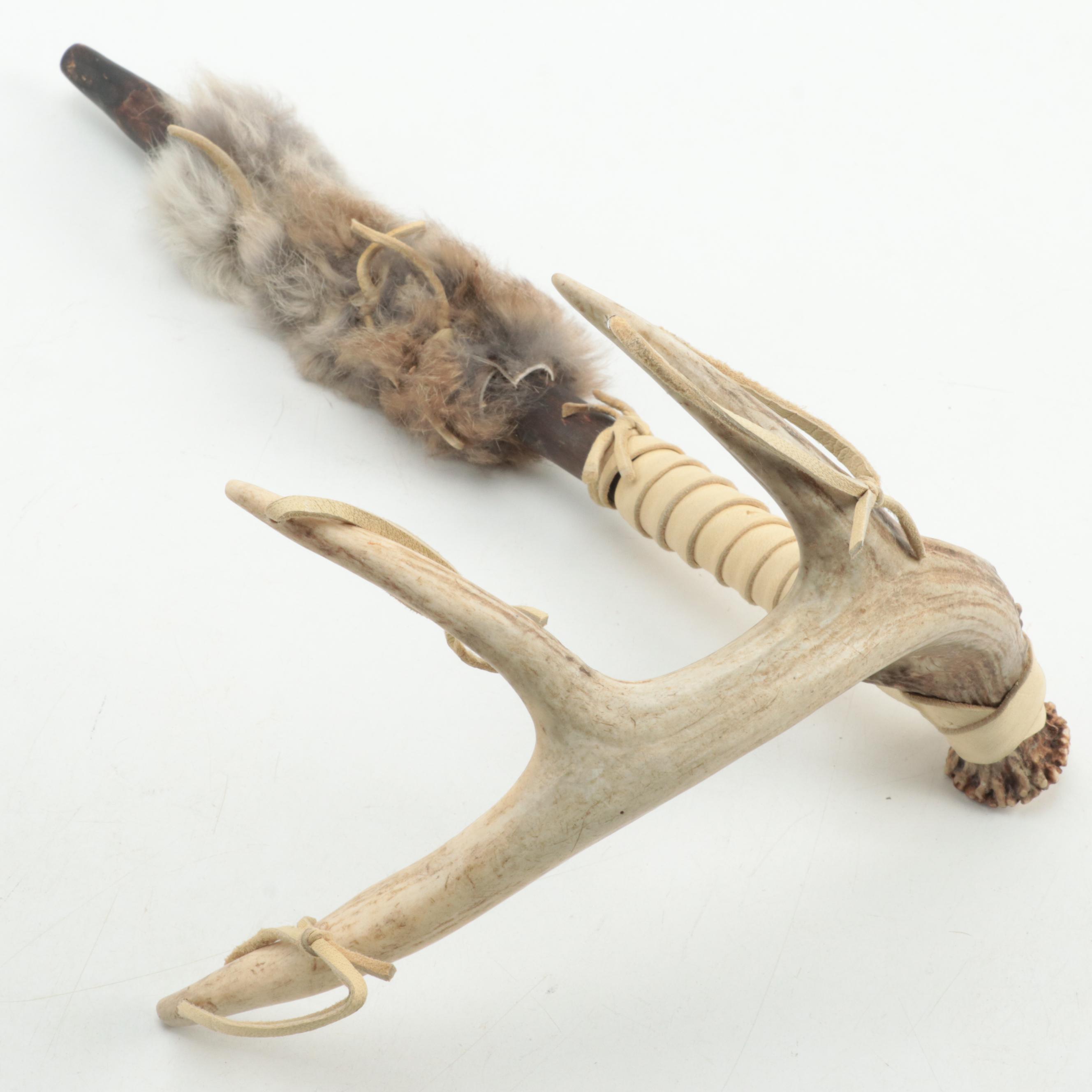 Repurposed Deer Antlers and Horn Cigar Stand With Copper Maple Leaf Coaster