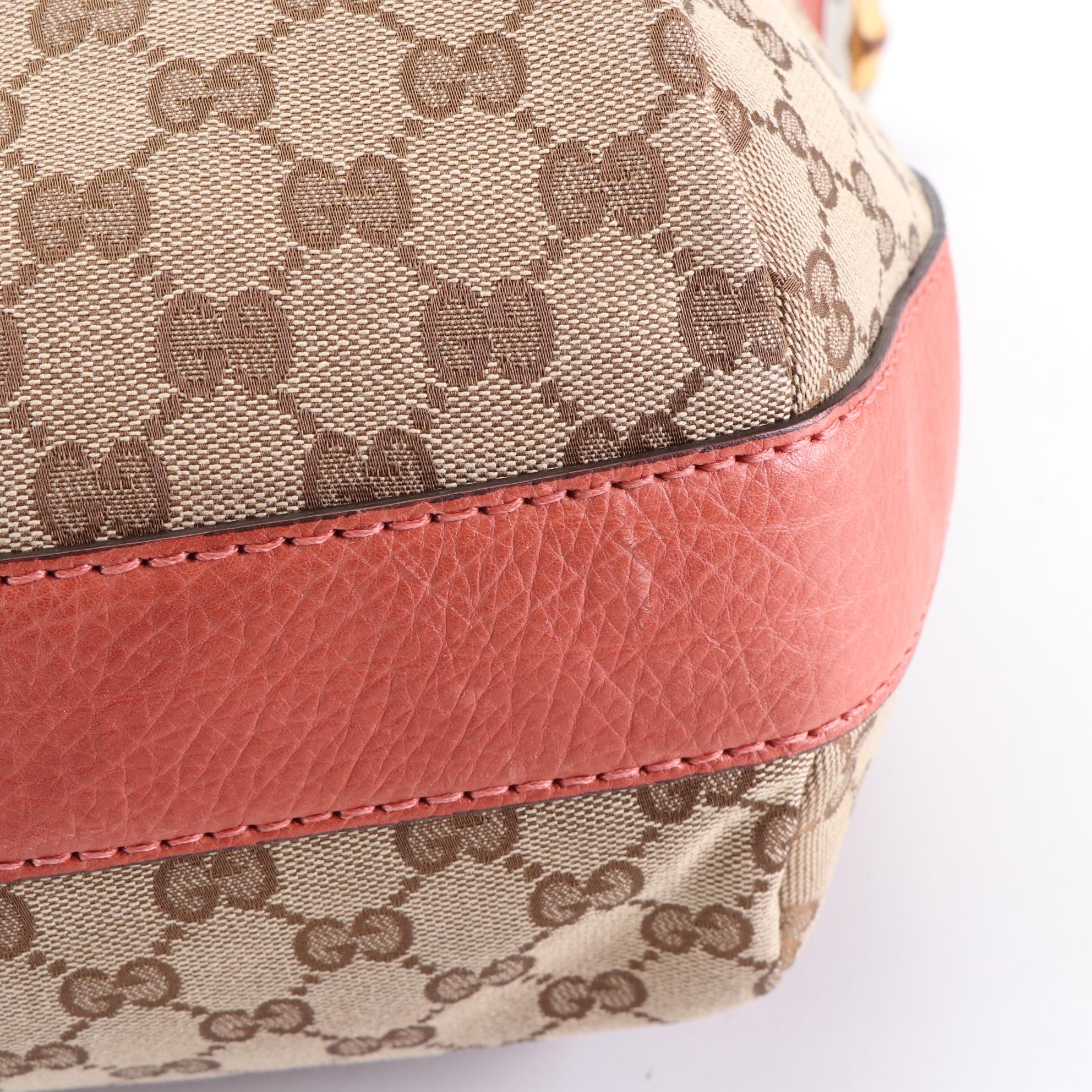 Gucci Bamboo Bar Medium Hobo Bag in GG Canvas with Grain Leather Trim