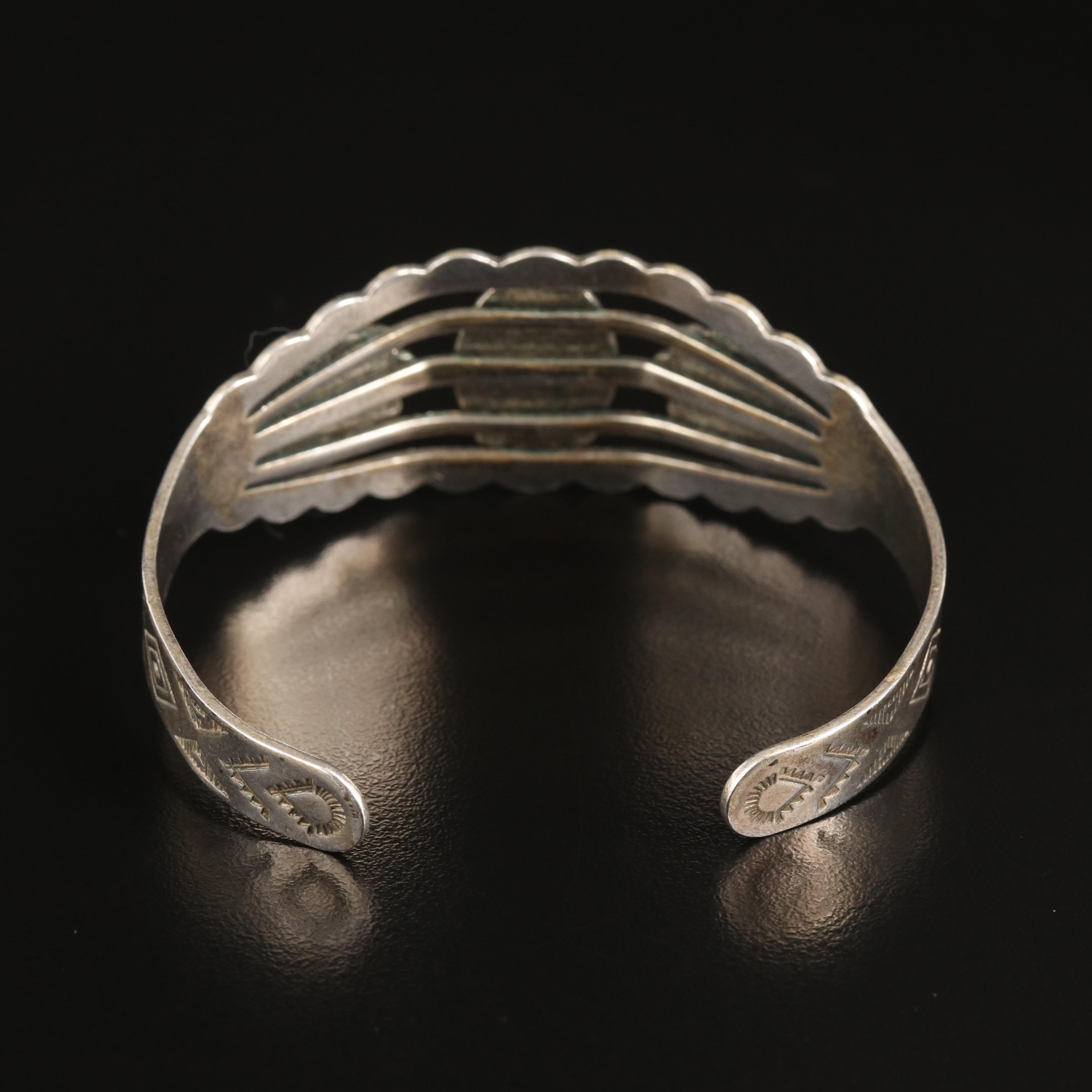 Southwestern Sterling Turquoise Stampwork Cuff