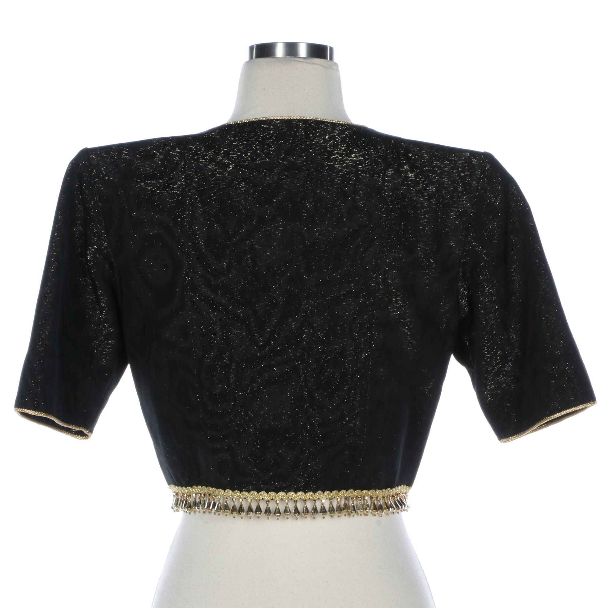 Yves Saint Laurent Metallic Jacket with Tassel Accents and Beaded Trim