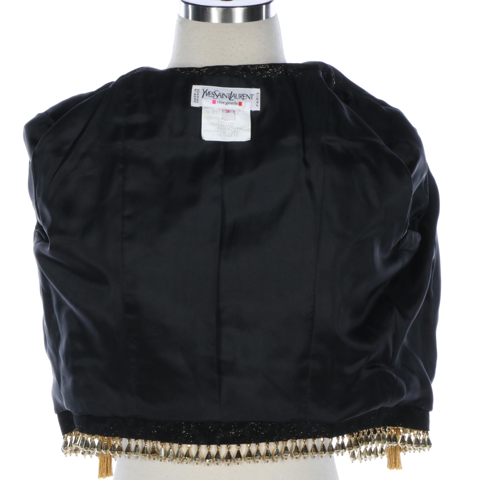 Yves Saint Laurent Metallic Jacket with Tassel Accents and Beaded Trim