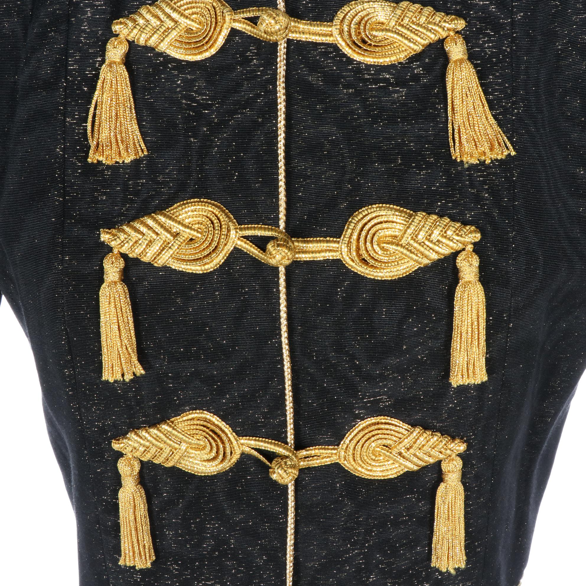 Yves Saint Laurent Metallic Jacket with Tassel Accents and Beaded Trim