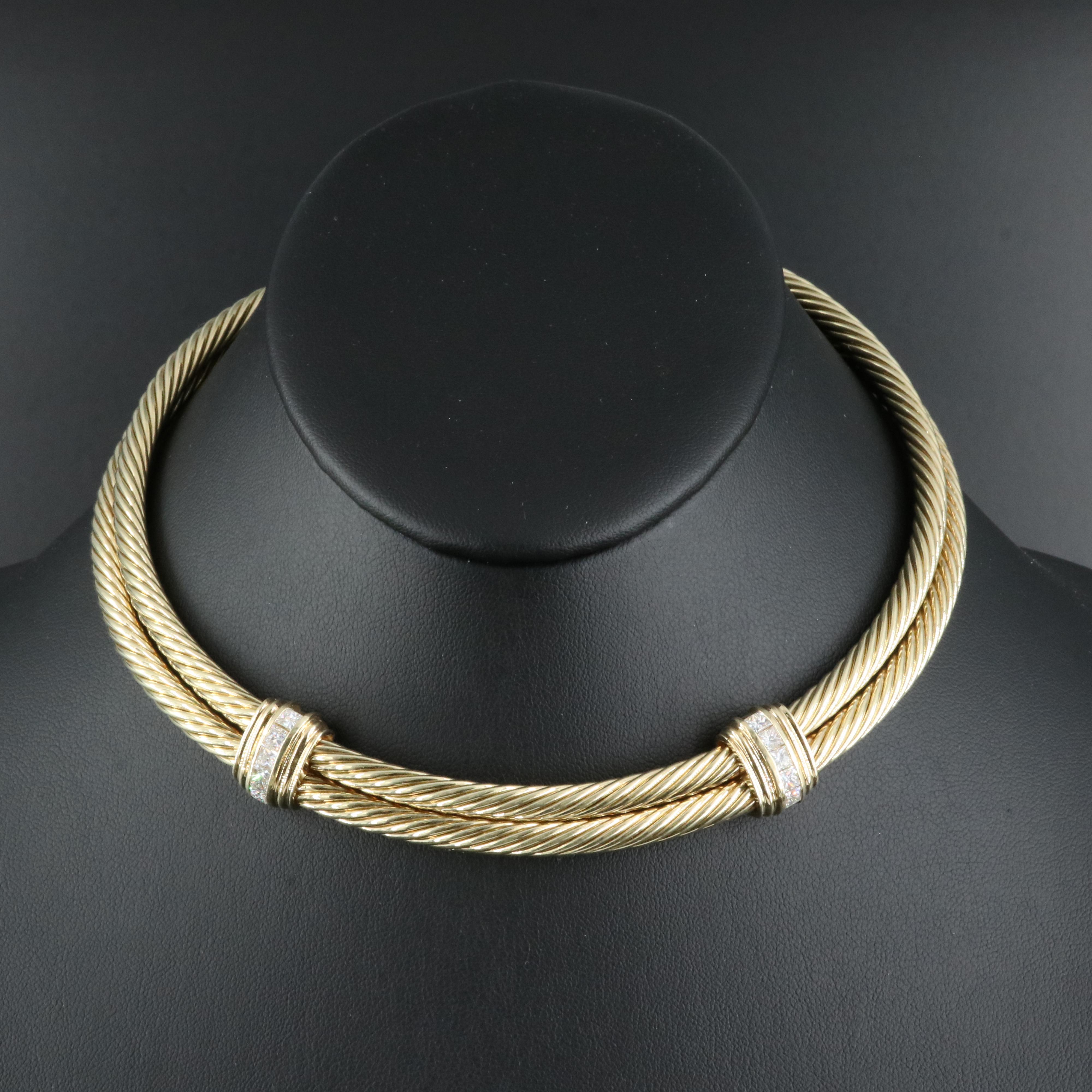 David Yurman 14K 1.65 CTW Diamond Double Cable Choker
