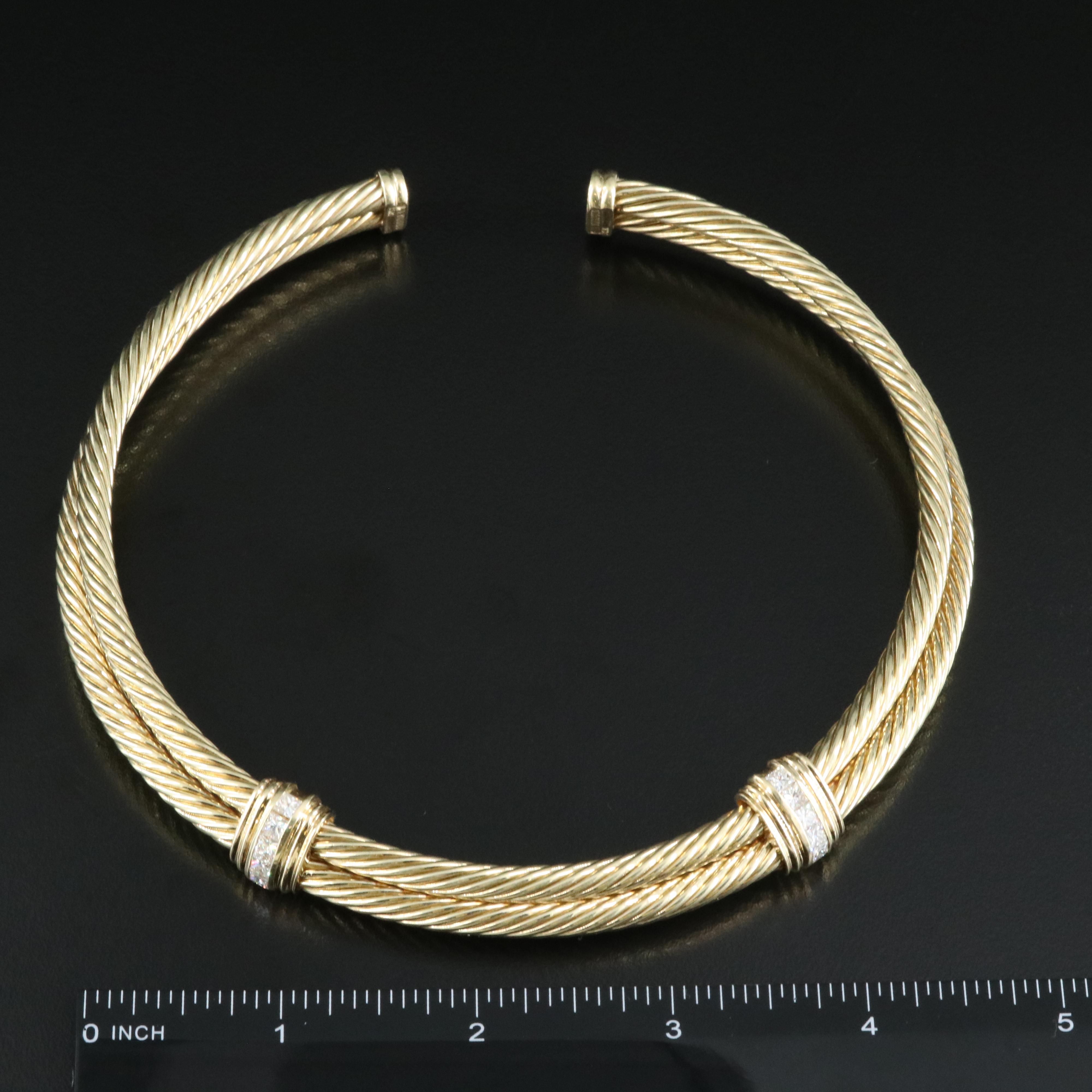 David Yurman 14K 1.65 CTW Diamond Double Cable Choker