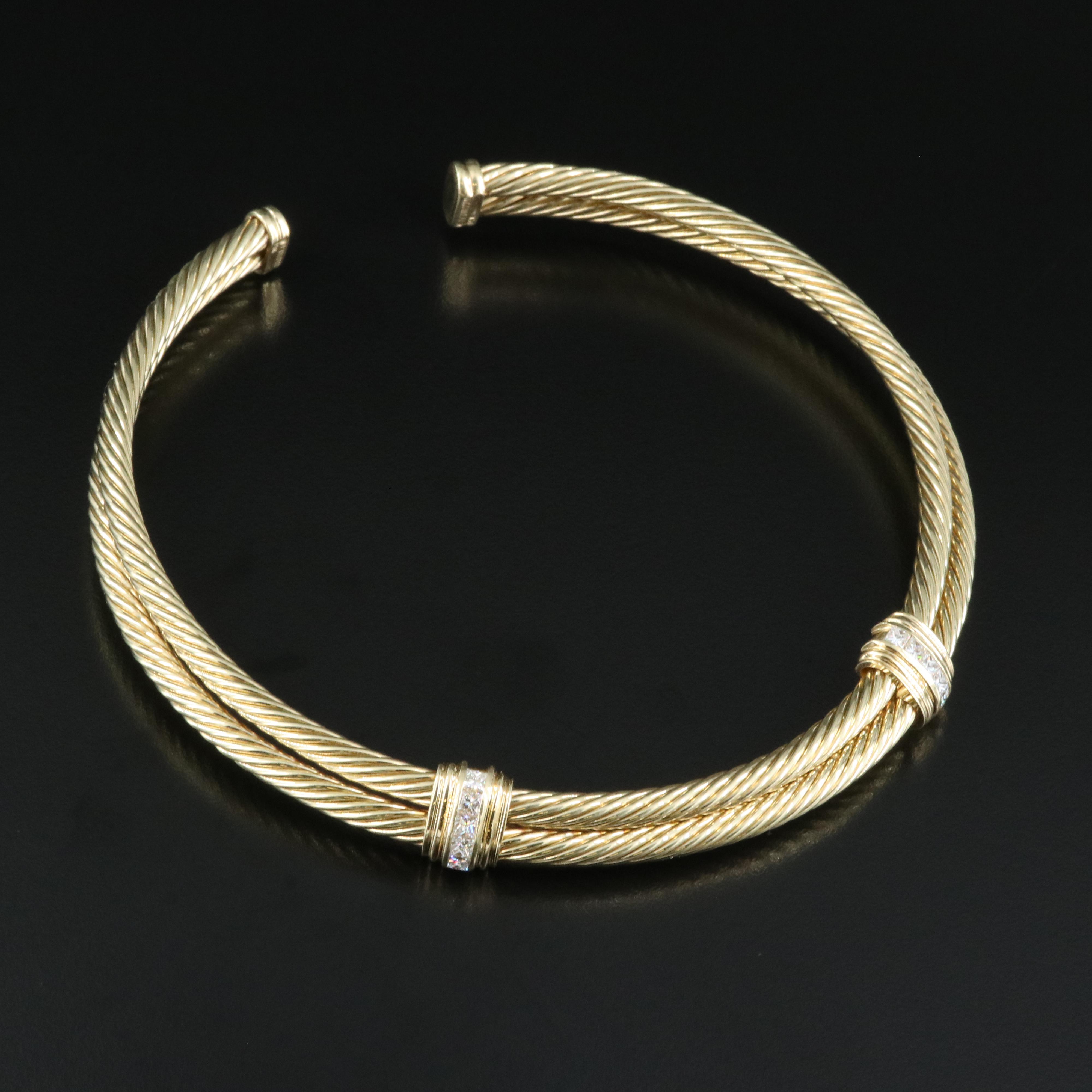 David Yurman 14K 1.65 CTW Diamond Double Cable Choker