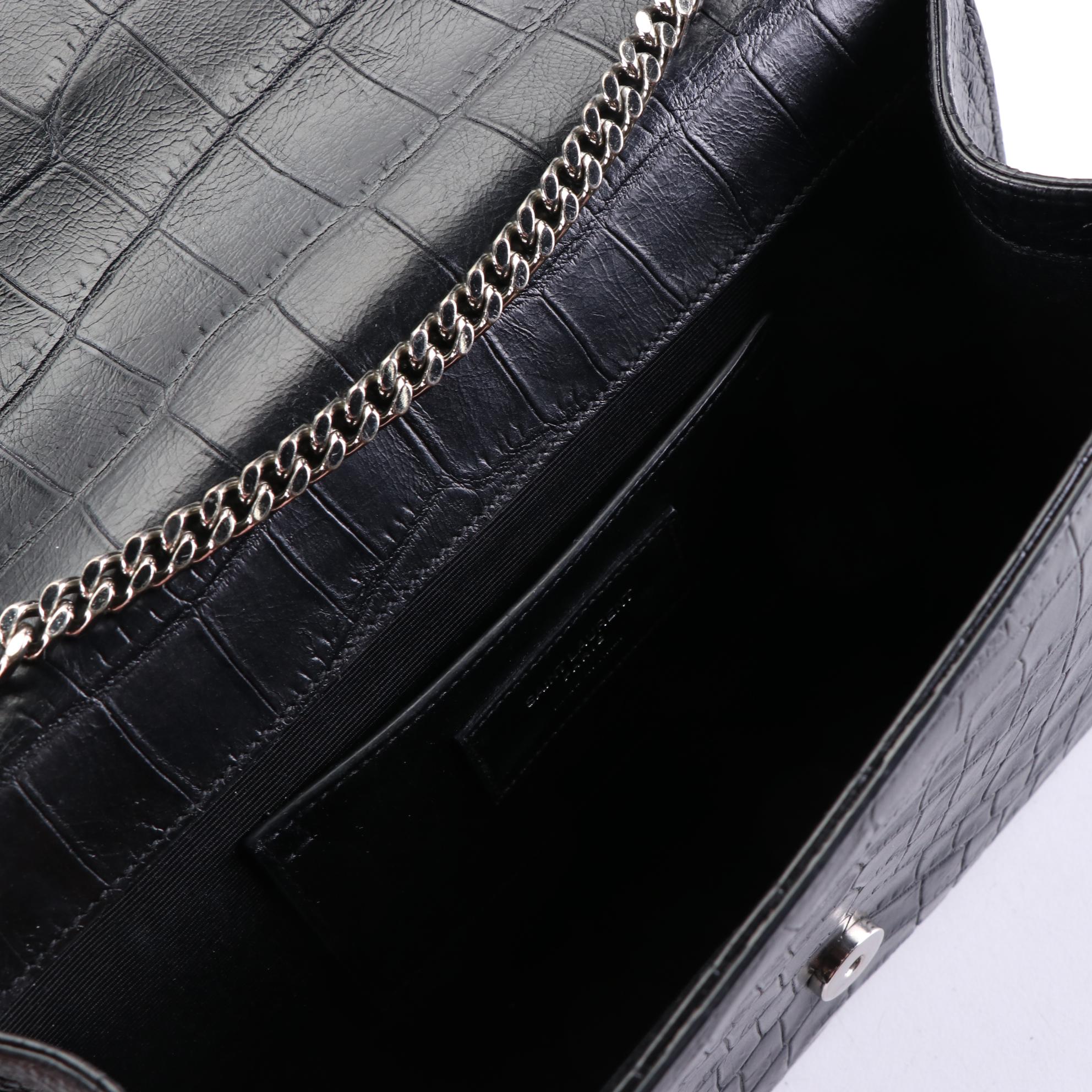 Yves Saint Laurent Kate Tassel Crossbody Clutch in Croc-Embossed Leather