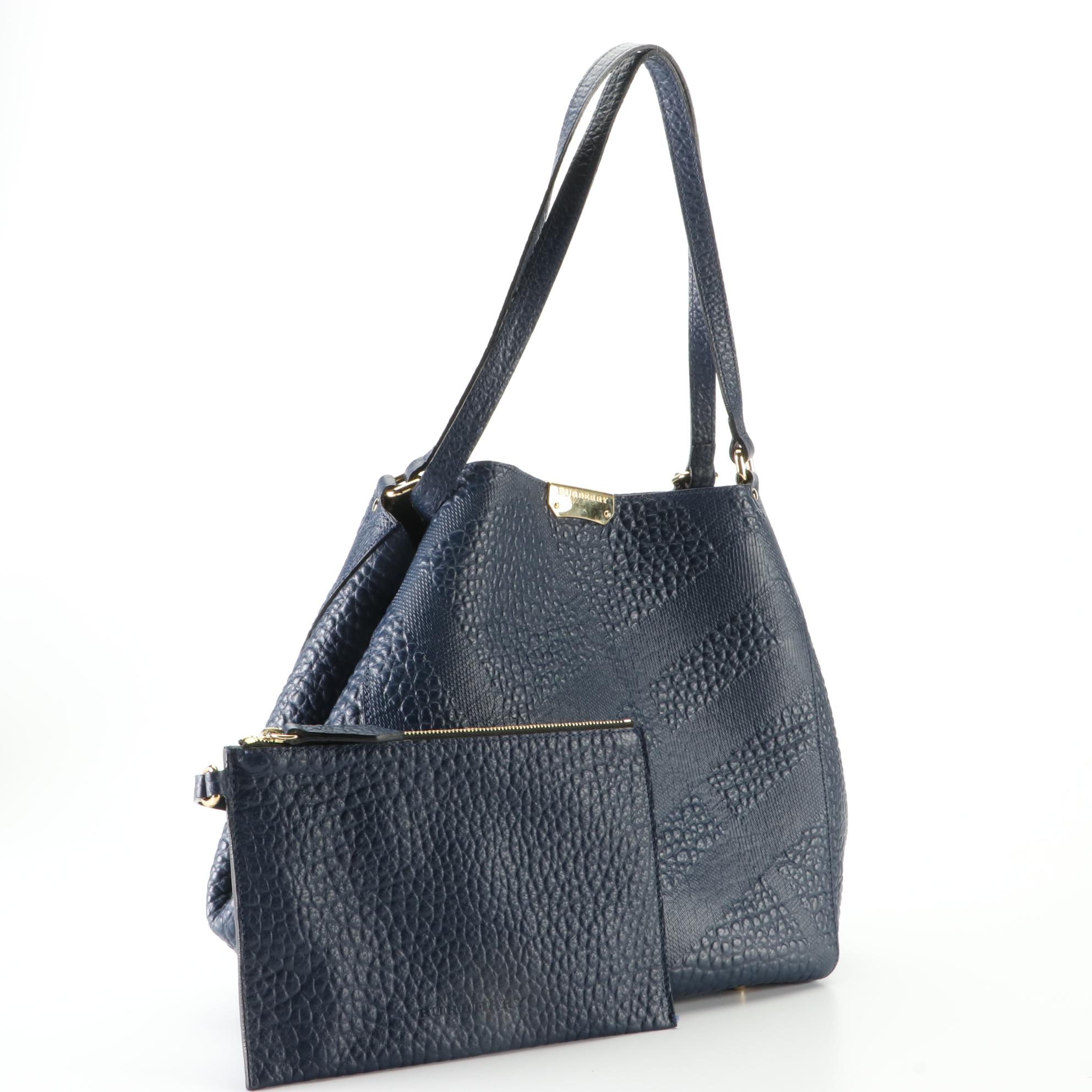 Burberry Canterbury Tote in Check Embossed Leather