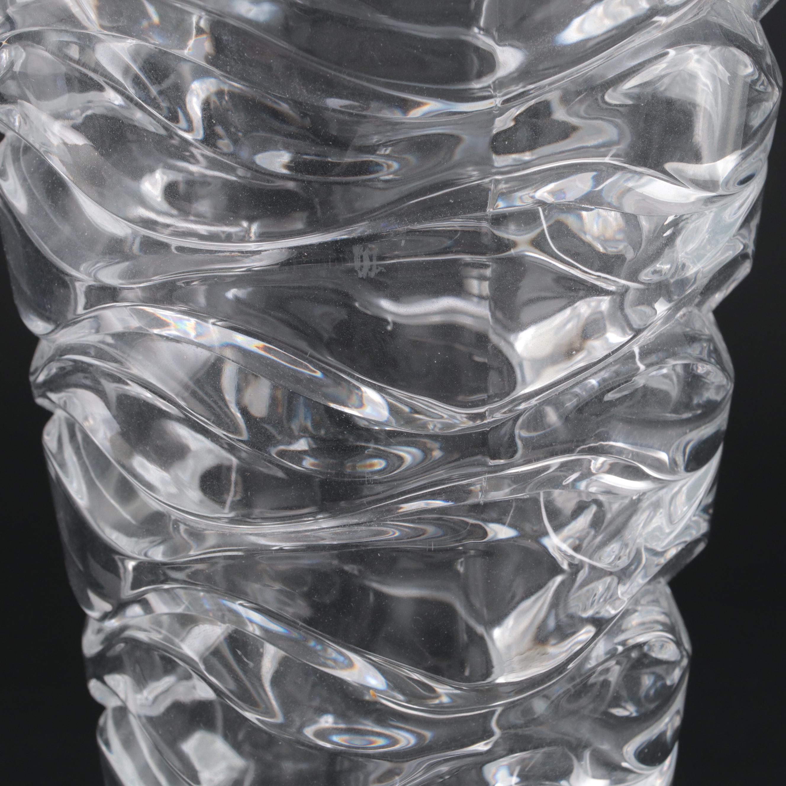 Italian Hand Blown Cased Dimpled Glass Pitcher with Cristal D'Arques-Durand Vase