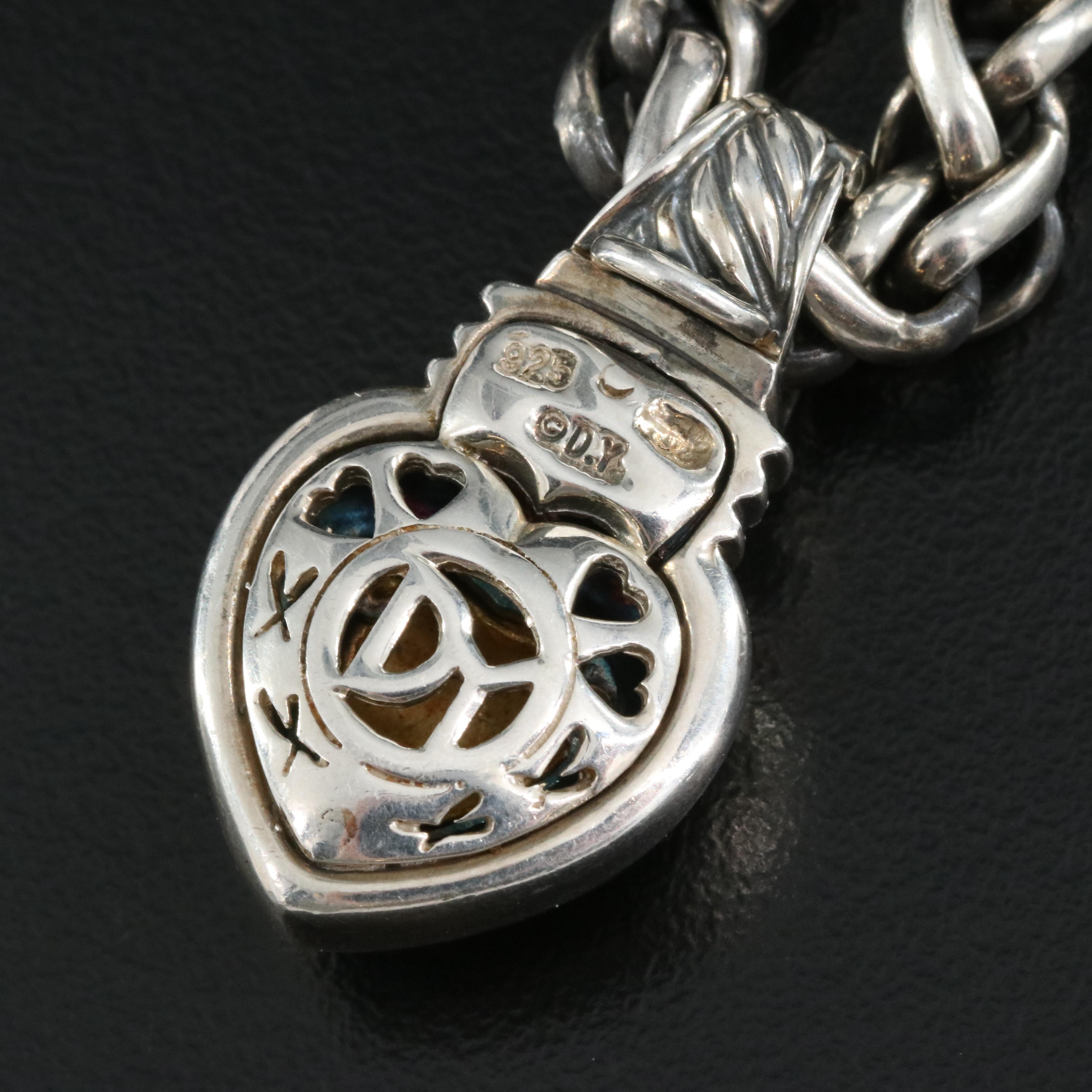 David Yurman Sterling Diamond Pendant with 18K Accents on Chain with 14K Accents