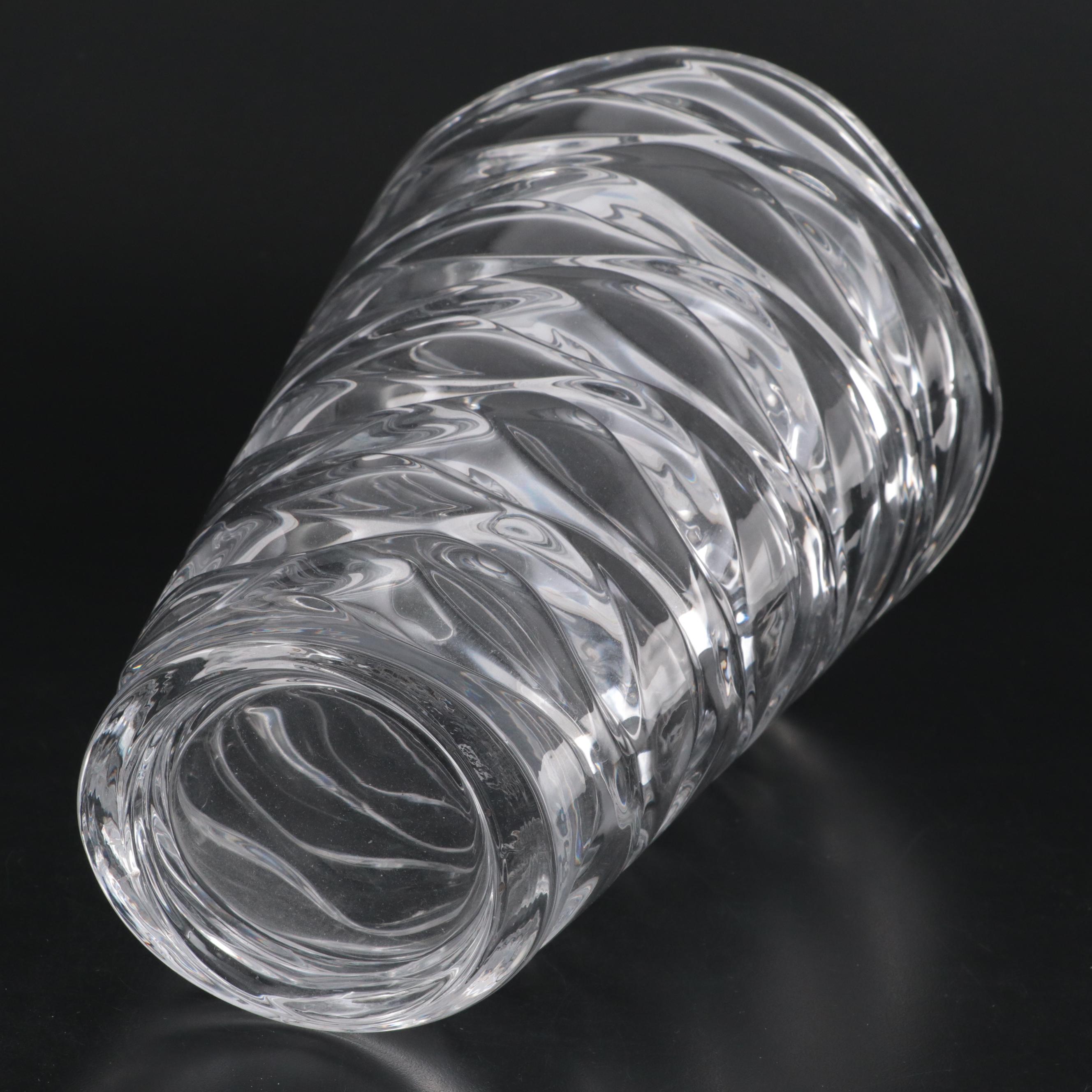 Italian Hand Blown Cased Dimpled Glass Pitcher with Cristal D'Arques-Durand Vase