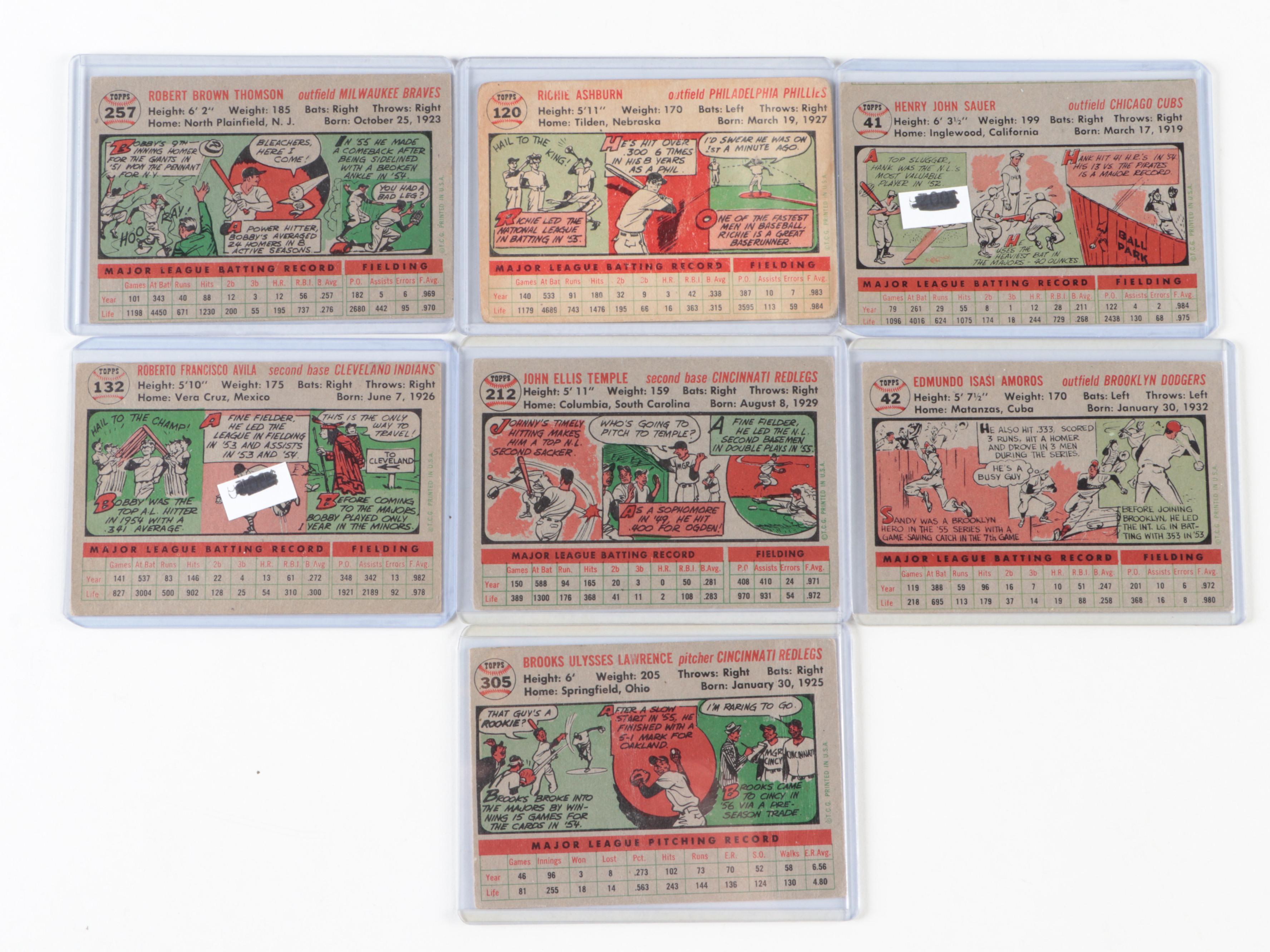 1955 and 1956 Topps Baseball Cards Including Ernie Banks, Bobby Shantz and More