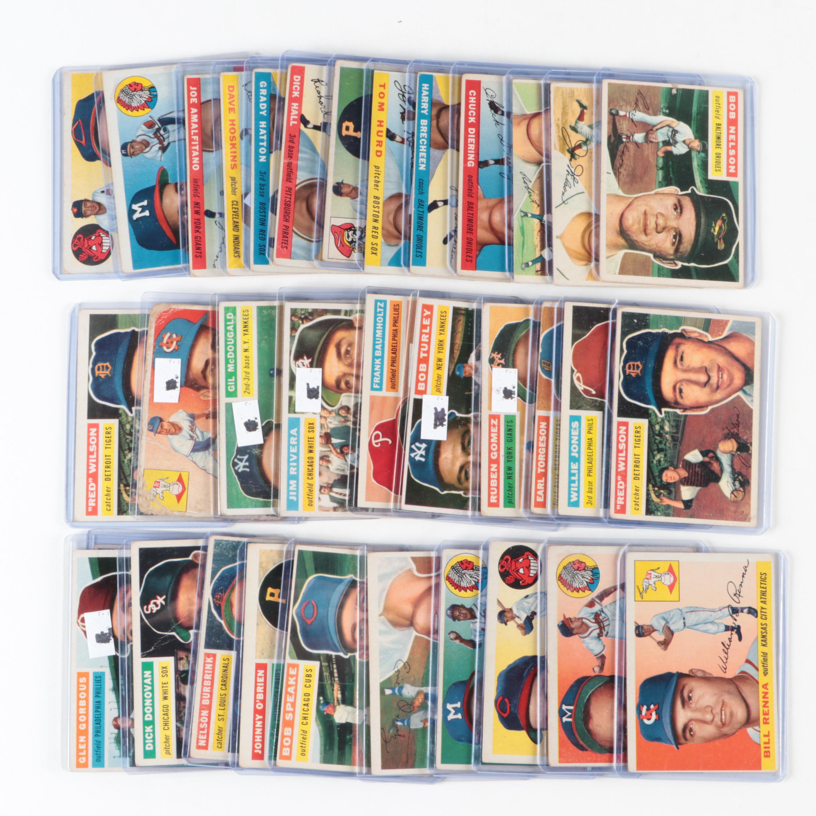 1955 and 1956 Topps Baseball Cards Including Ernie Banks, Bobby Shantz and More