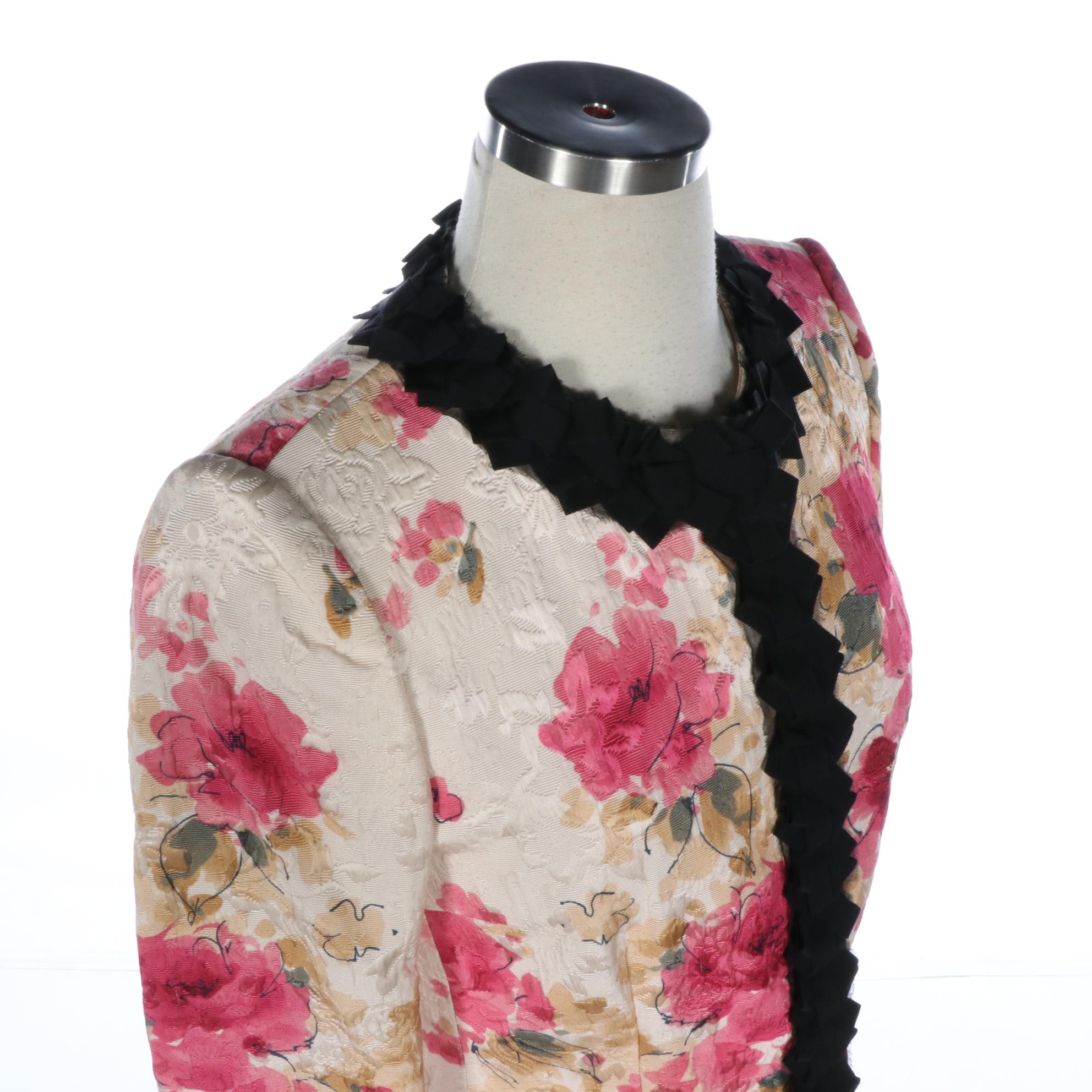 Dolce & Gabbana Floral Jacquard Jacket with Ruffle Trim