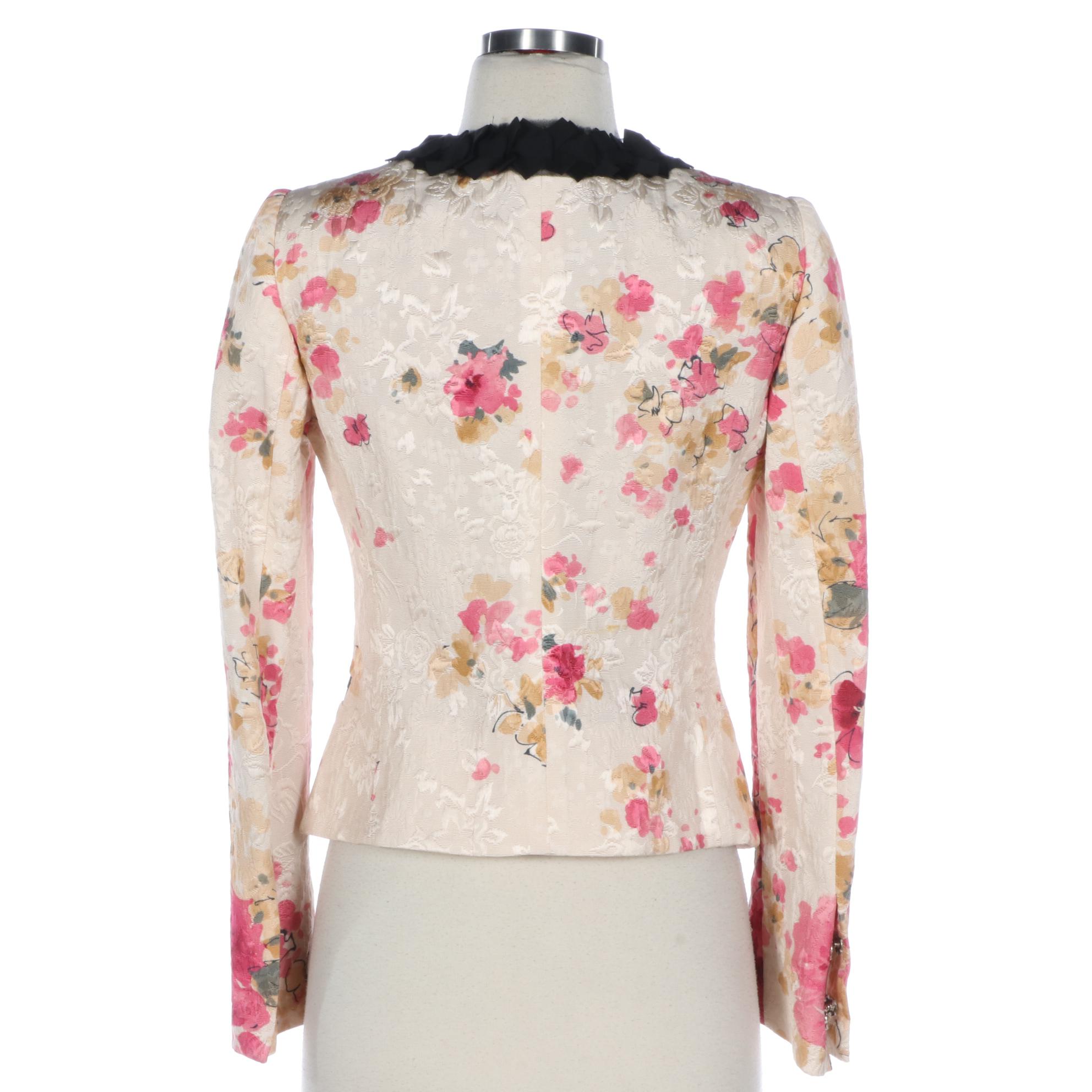 Dolce & Gabbana Floral Jacquard Jacket with Ruffle Trim