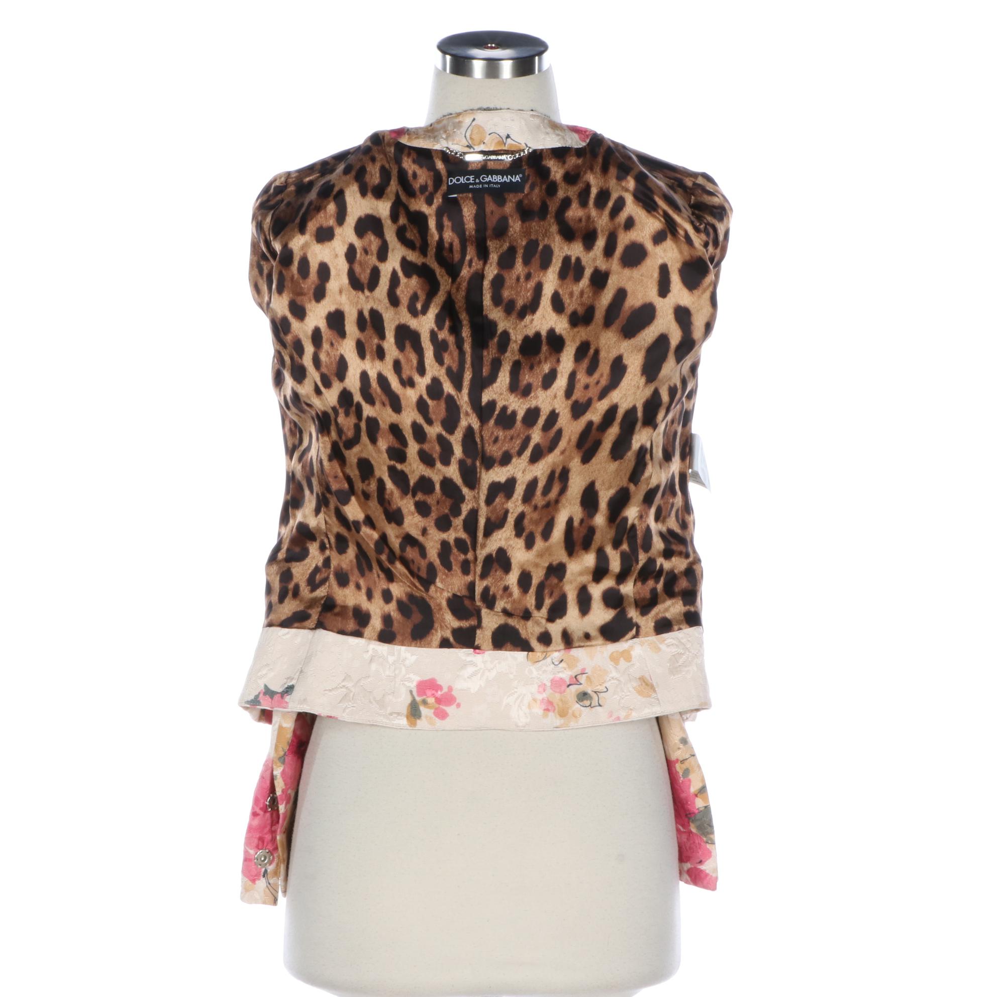 Dolce & Gabbana Floral Jacquard Jacket with Ruffle Trim