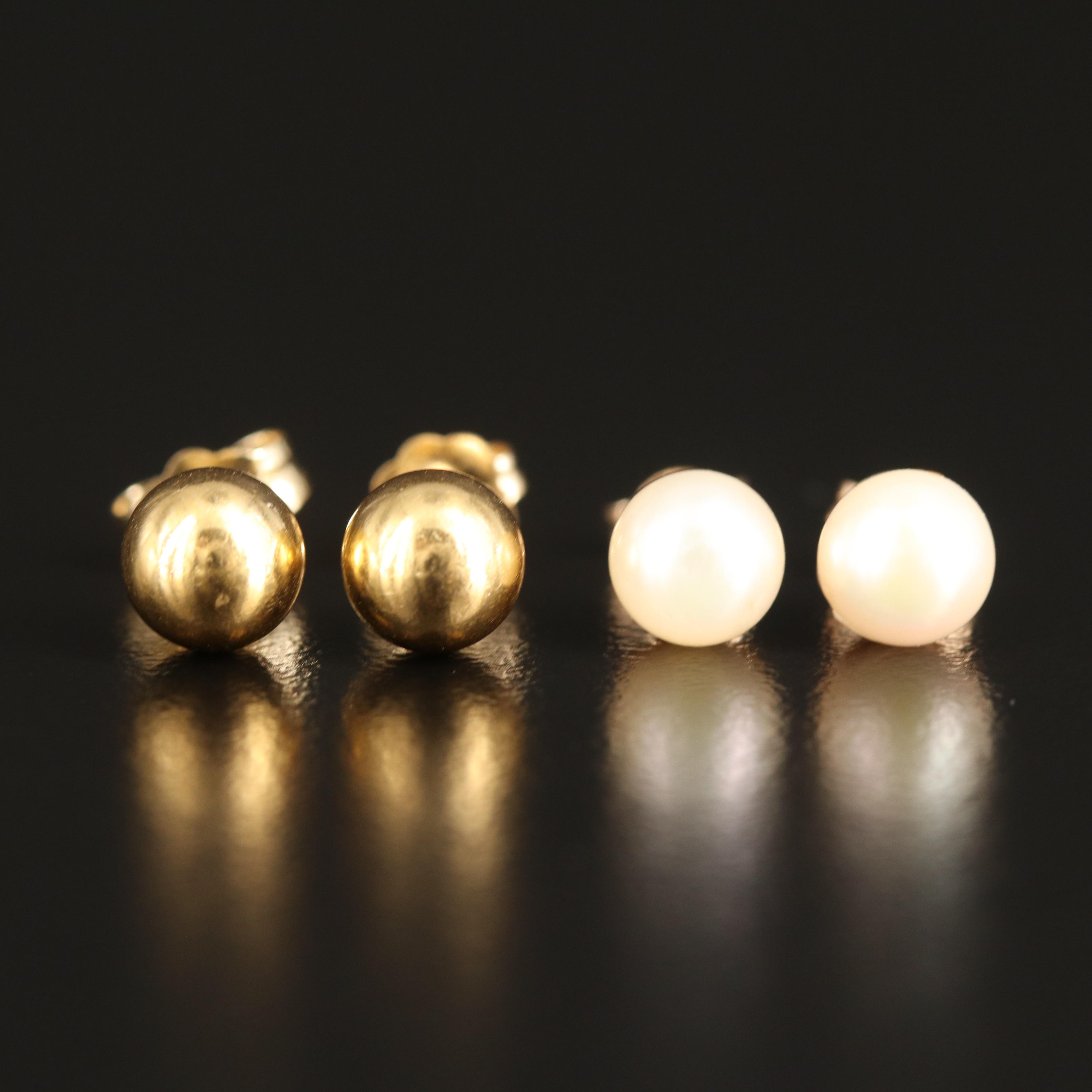14 Pearl and Sphere Stud Earrings