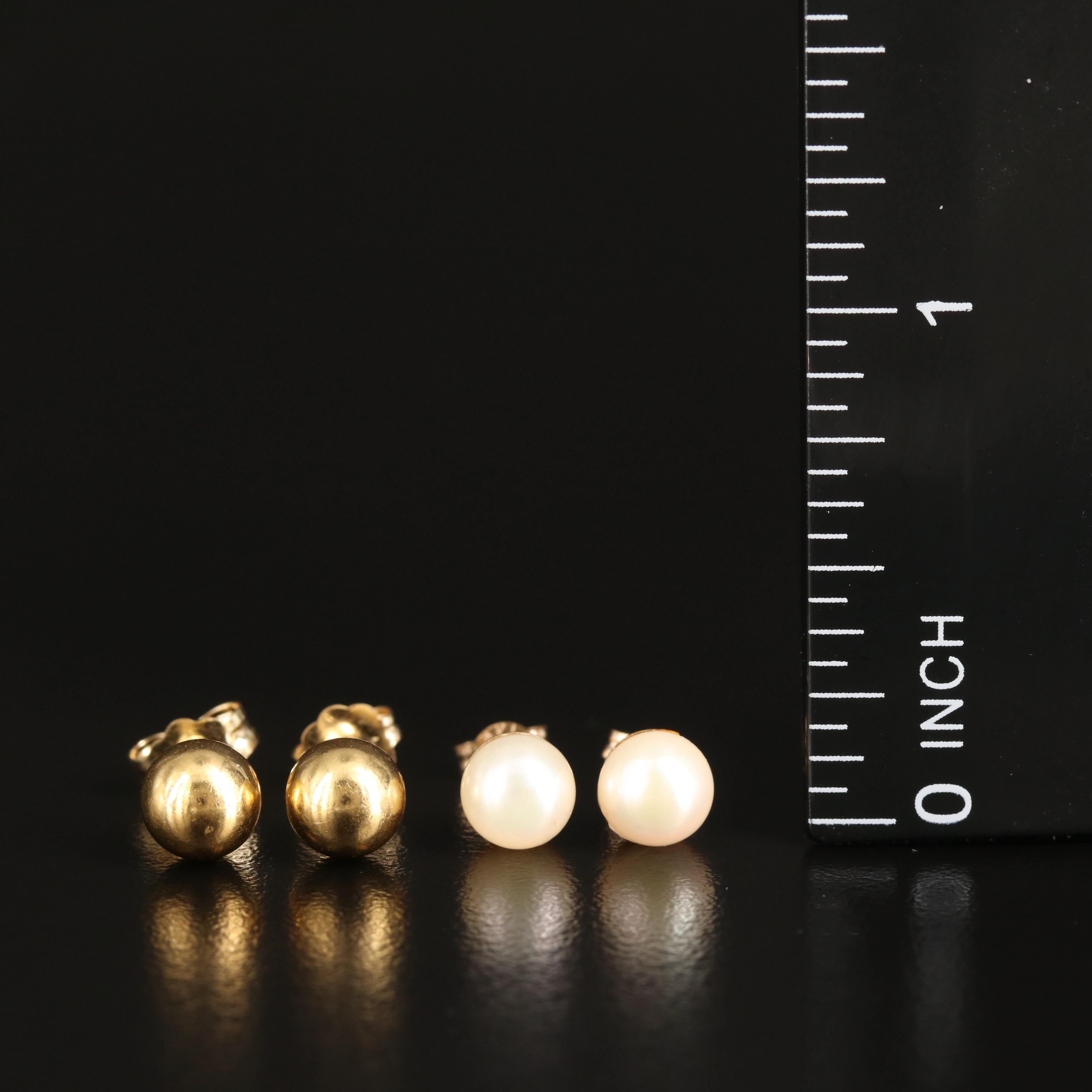 14 Pearl and Sphere Stud Earrings