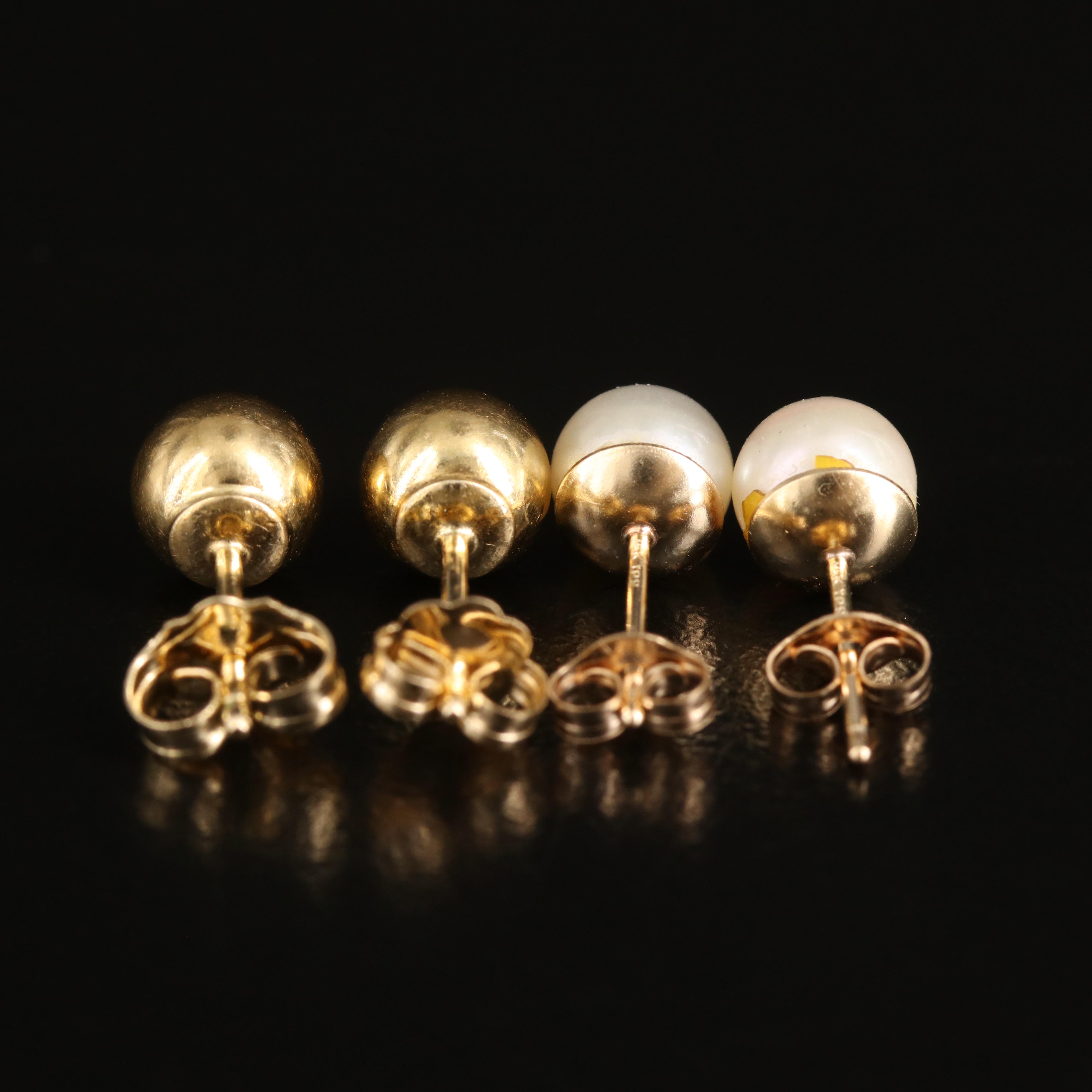 14 Pearl and Sphere Stud Earrings