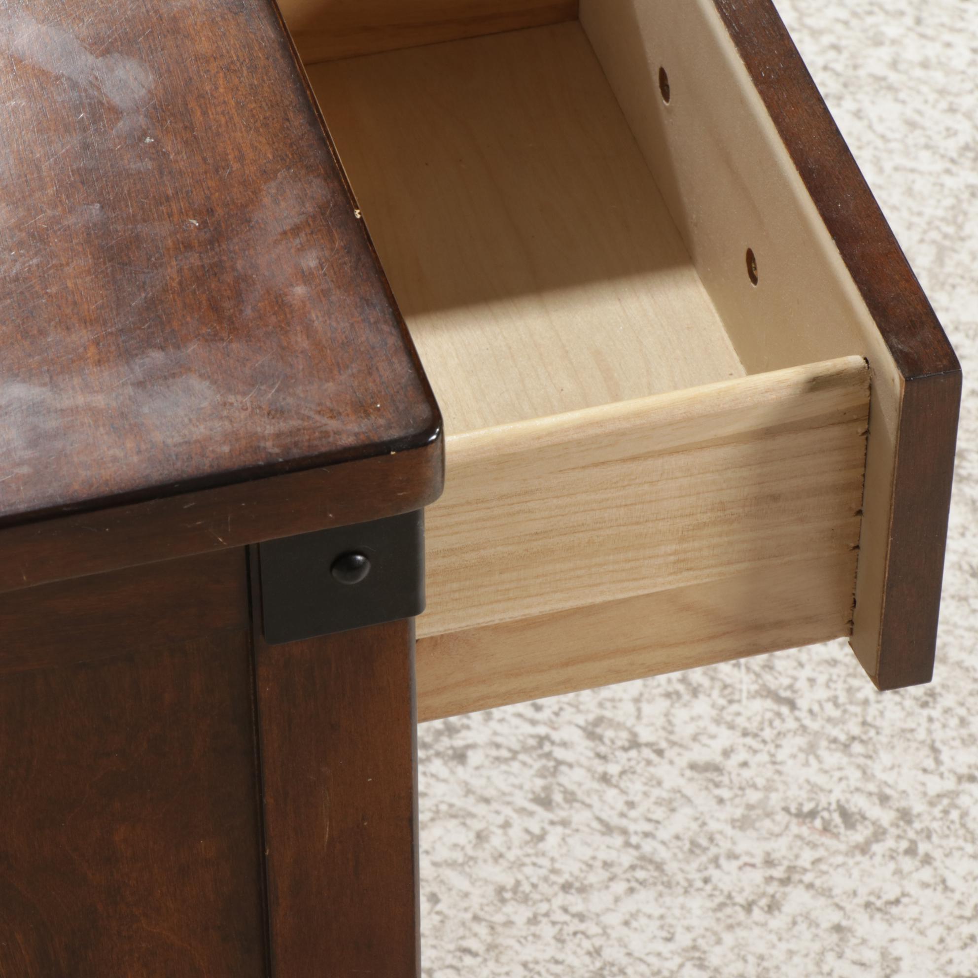 Ashley Furniture Six-Drawer Coffee Table With Acacia Wood End Table