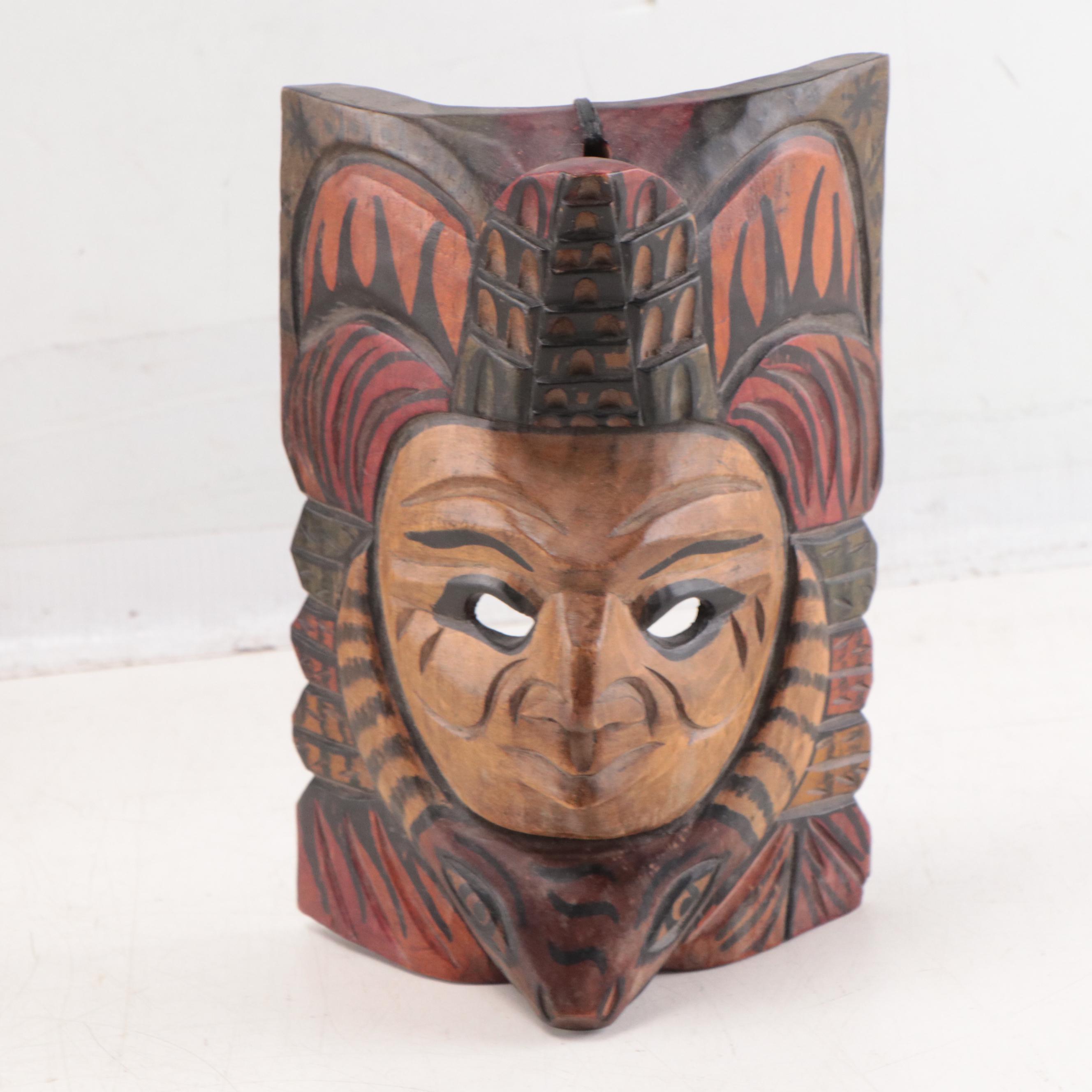 Mexican and Indonesian Carved Wood and Ceramic Masks
