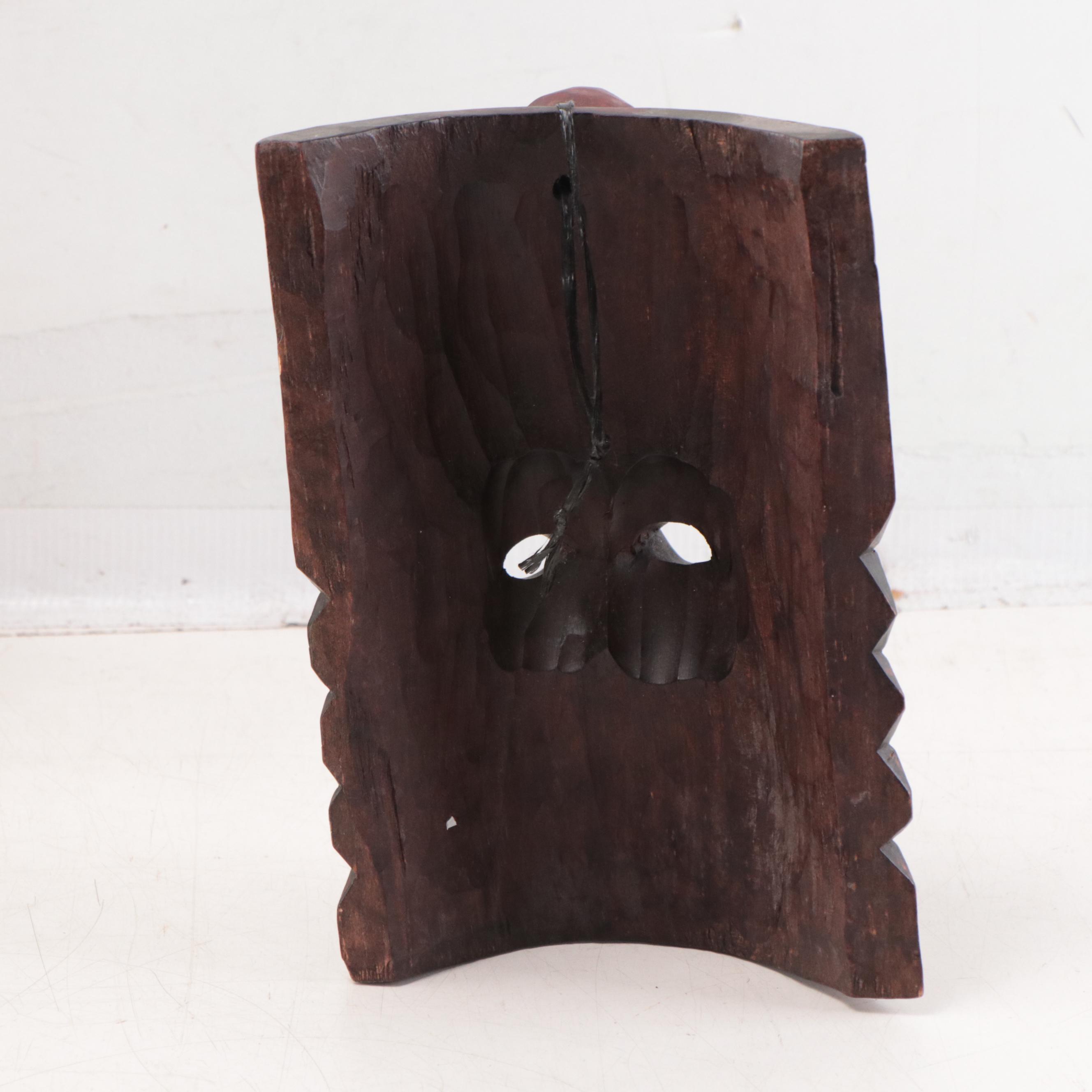 Mexican and Indonesian Carved Wood and Ceramic Masks