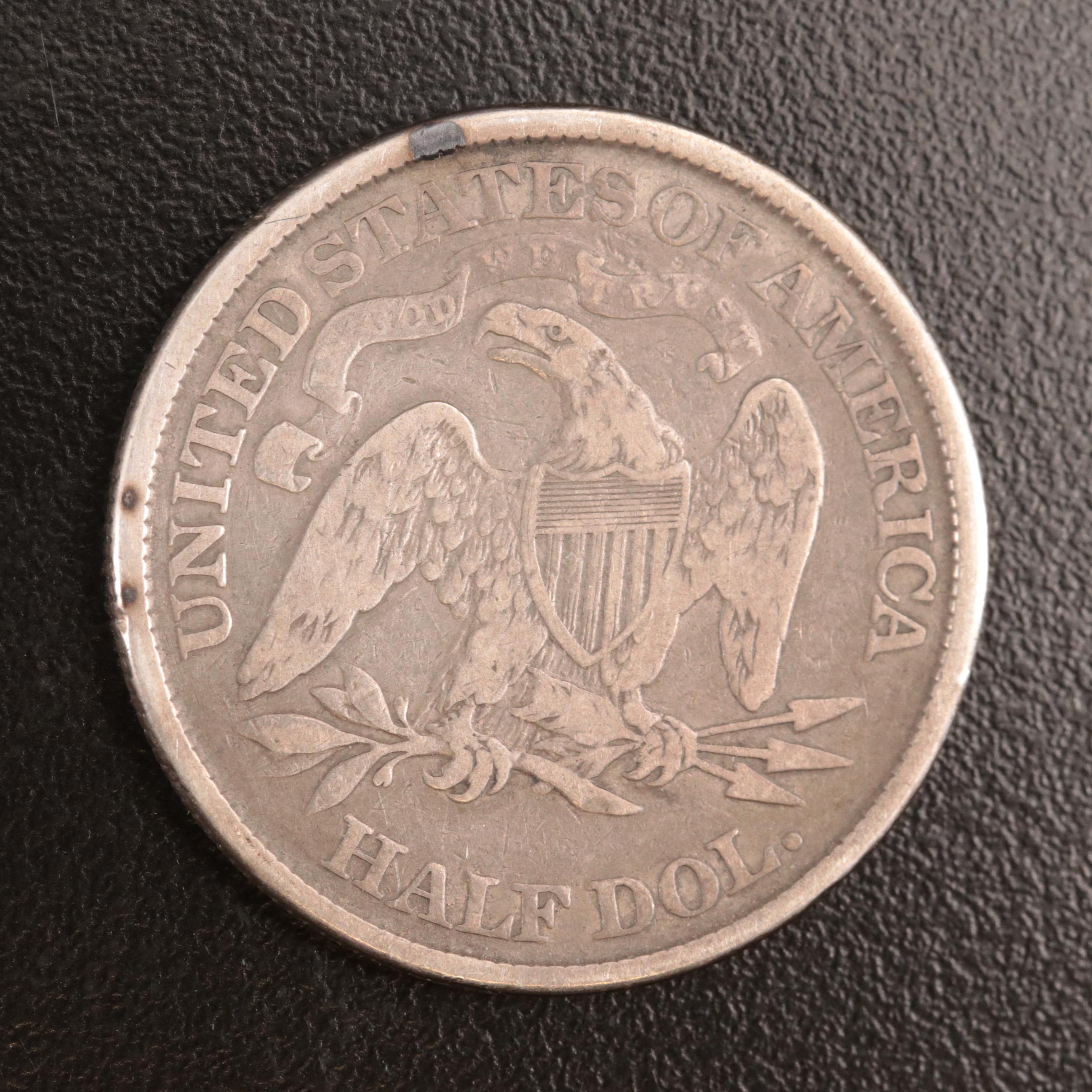 1873 "No Arrows - Closed 3" Variety Liberty Seated Silver Half Dollar