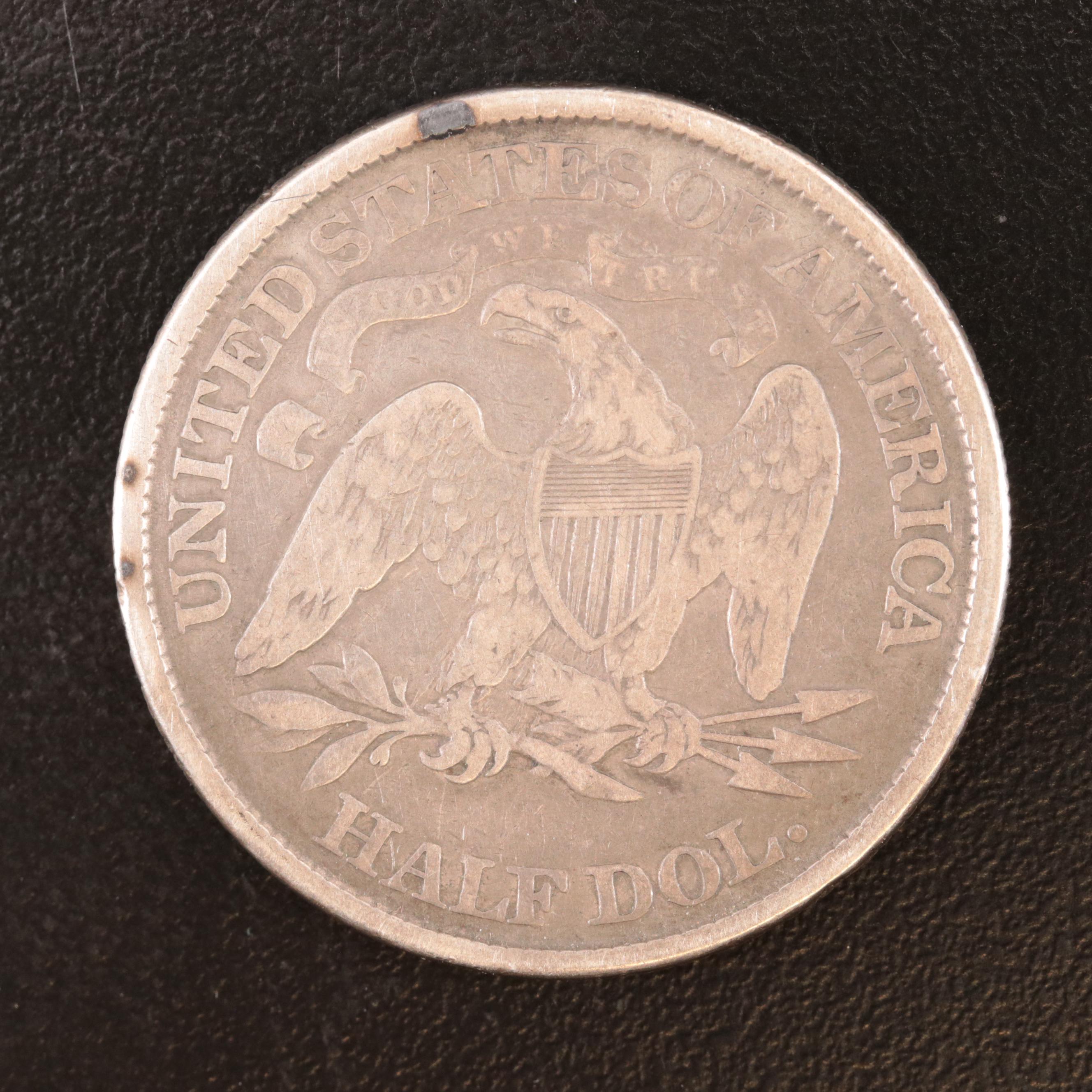 1873 "No Arrows - Closed 3" Variety Liberty Seated Silver Half Dollar