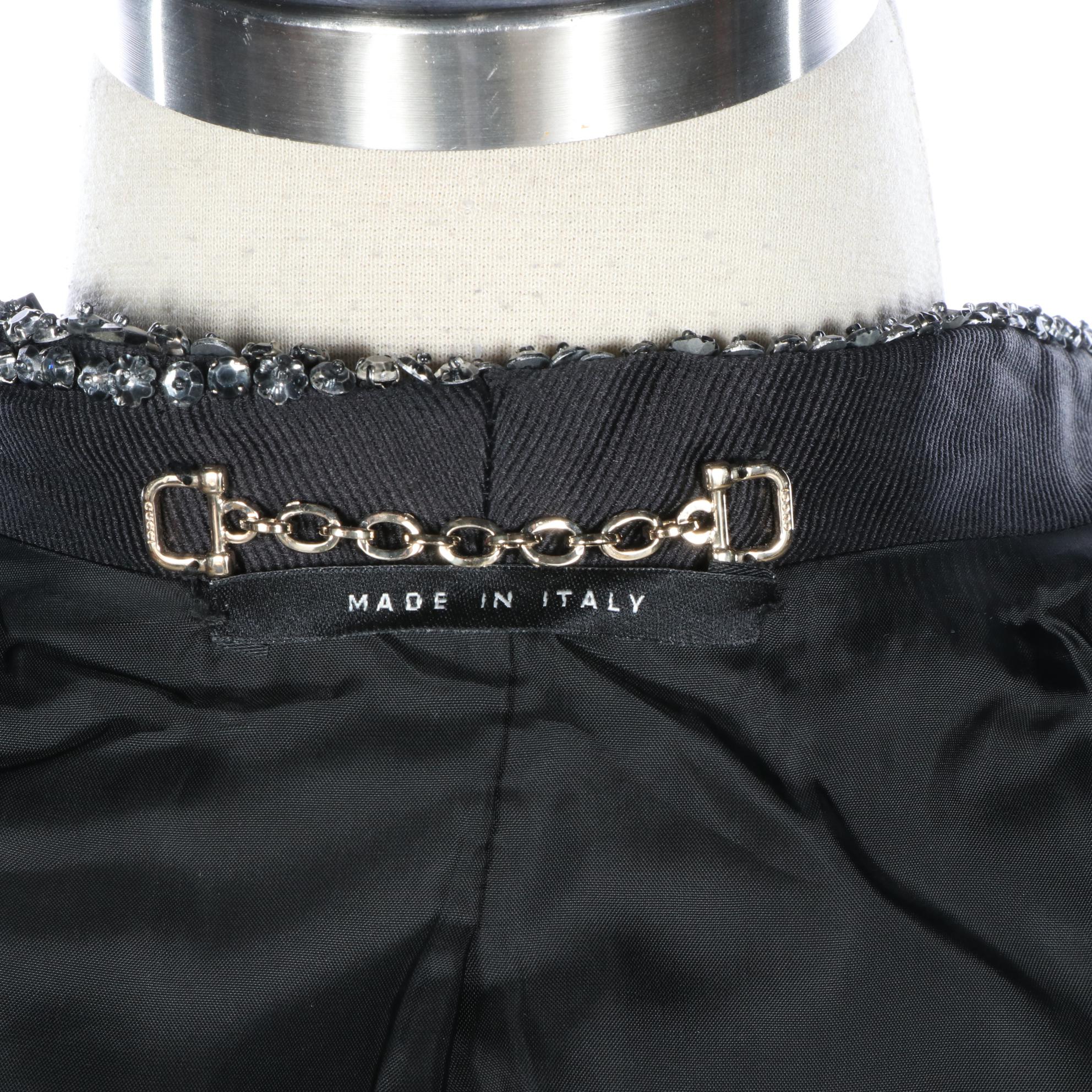 Gucci Textured Cotton Silk Evening Jacket with Embellished Lapel