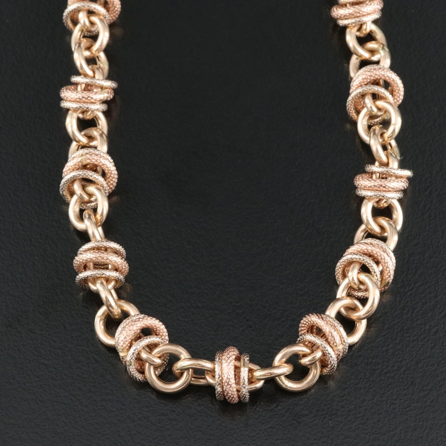 Italian 14K Two-Tone Fancy Link Chain Including Rose Gold