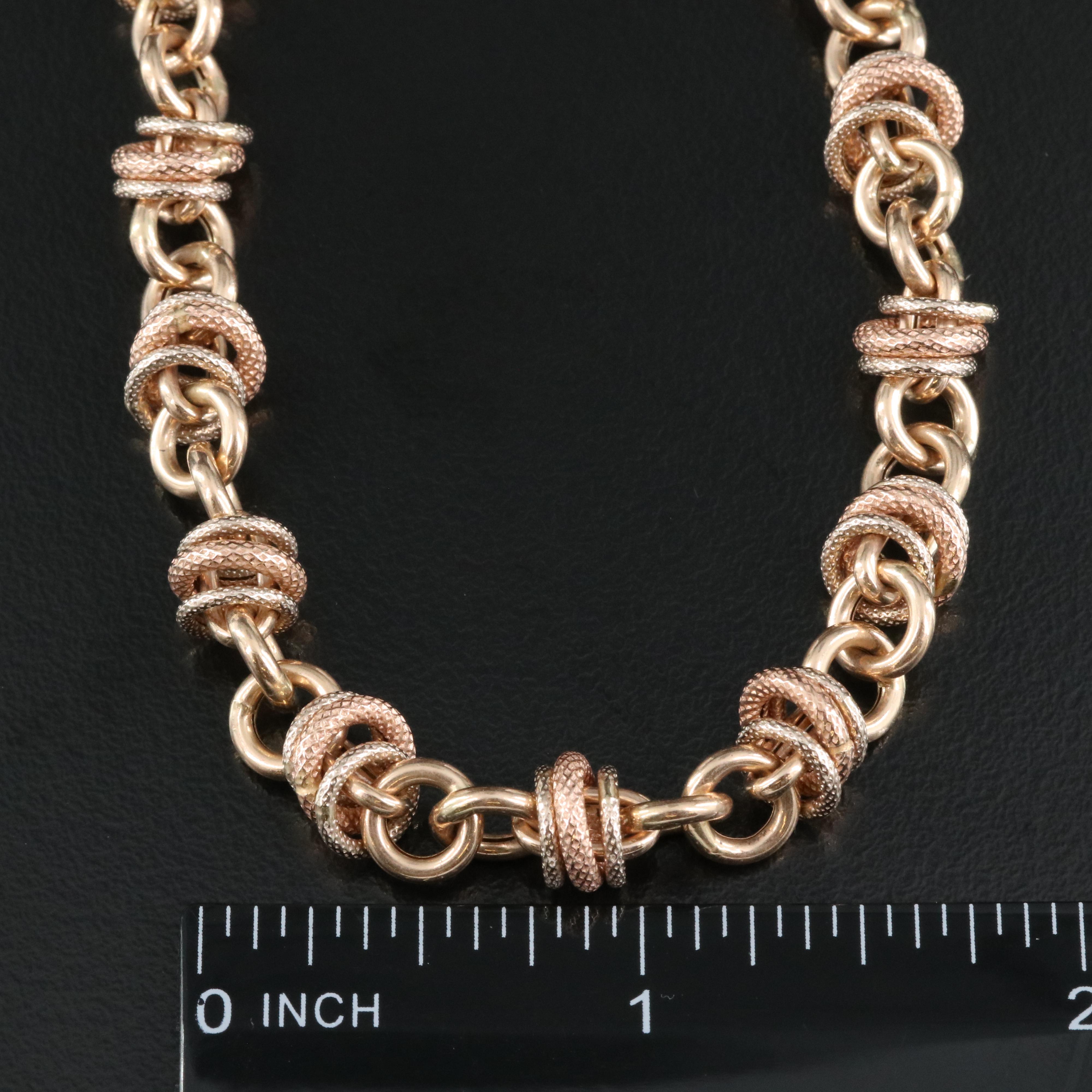 Italian 14K Two-Tone Fancy Link Chain Including Rose Gold