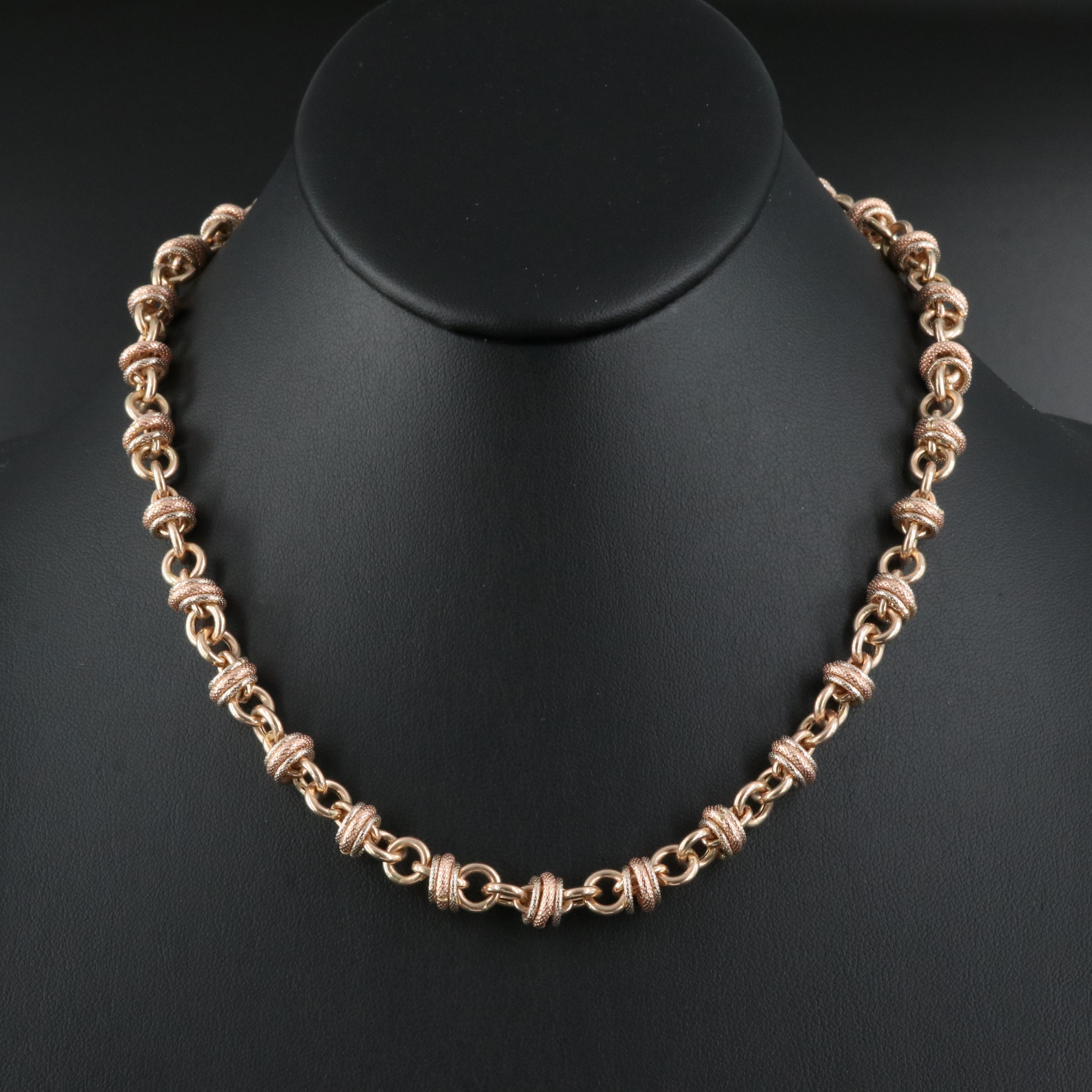 Italian 14K Two-Tone Fancy Link Chain Including Rose Gold