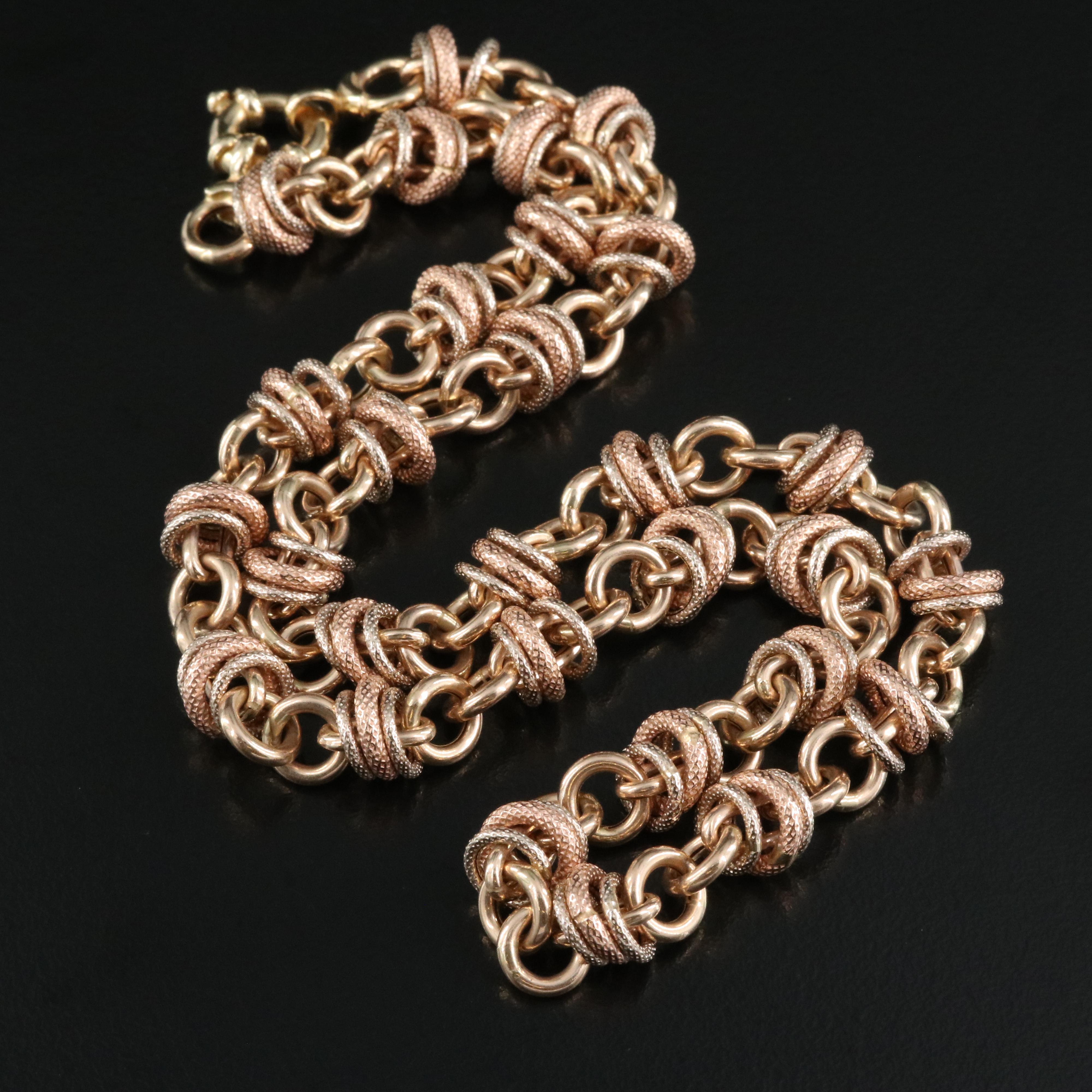 Italian 14K Two-Tone Fancy Link Chain Including Rose Gold