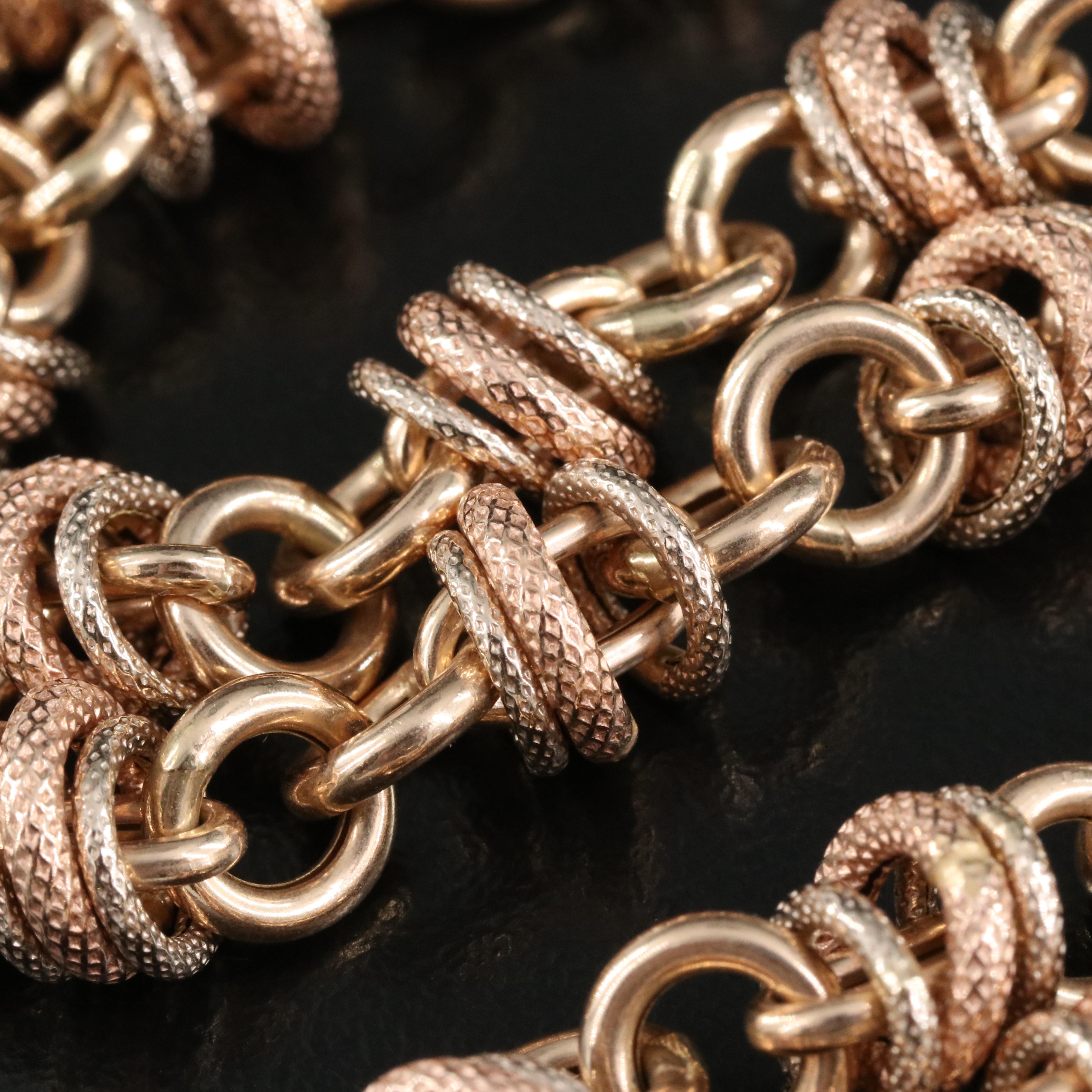 Italian 14K Two-Tone Fancy Link Chain Including Rose Gold