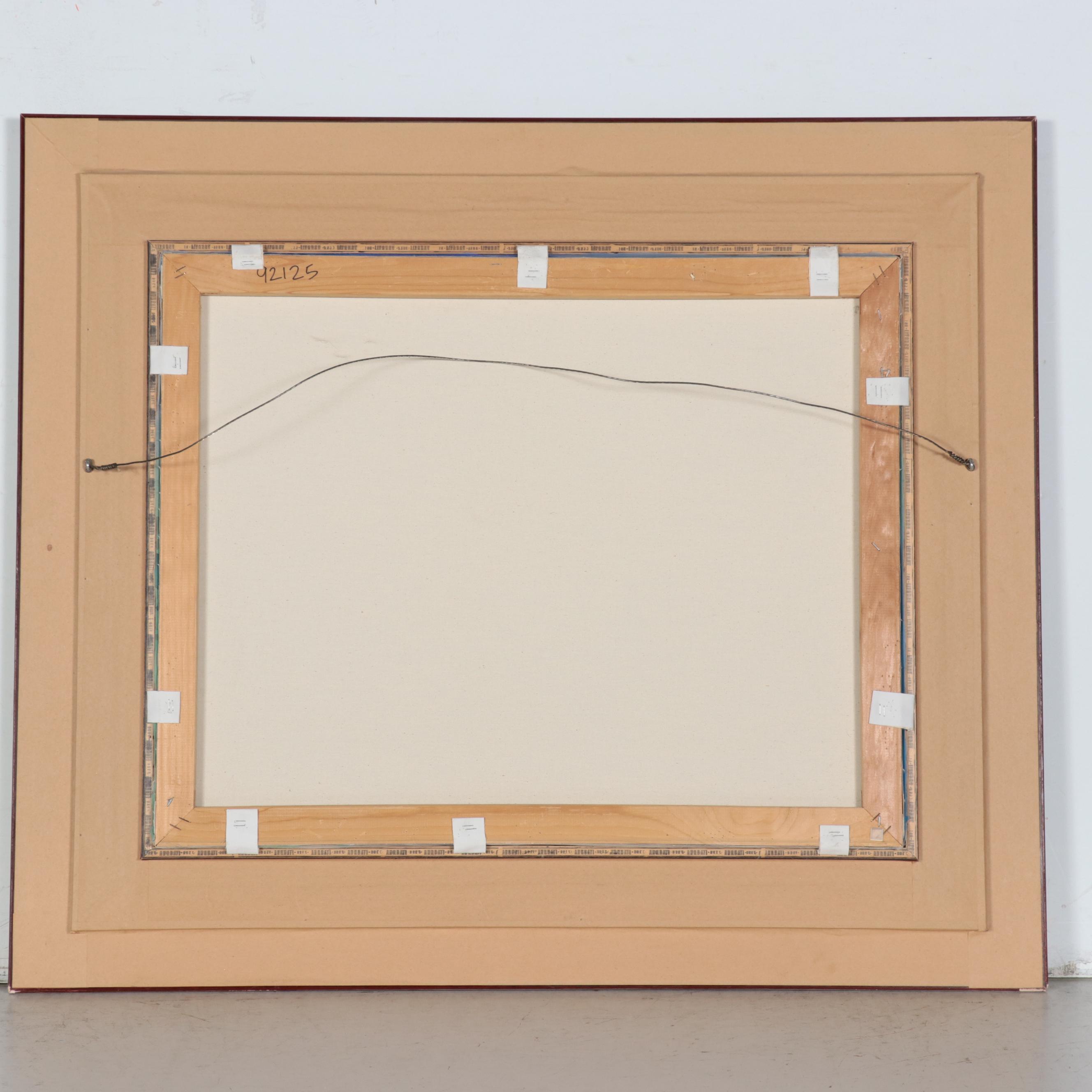 David Lee Silk Painting of Flowers, Late 20th Century