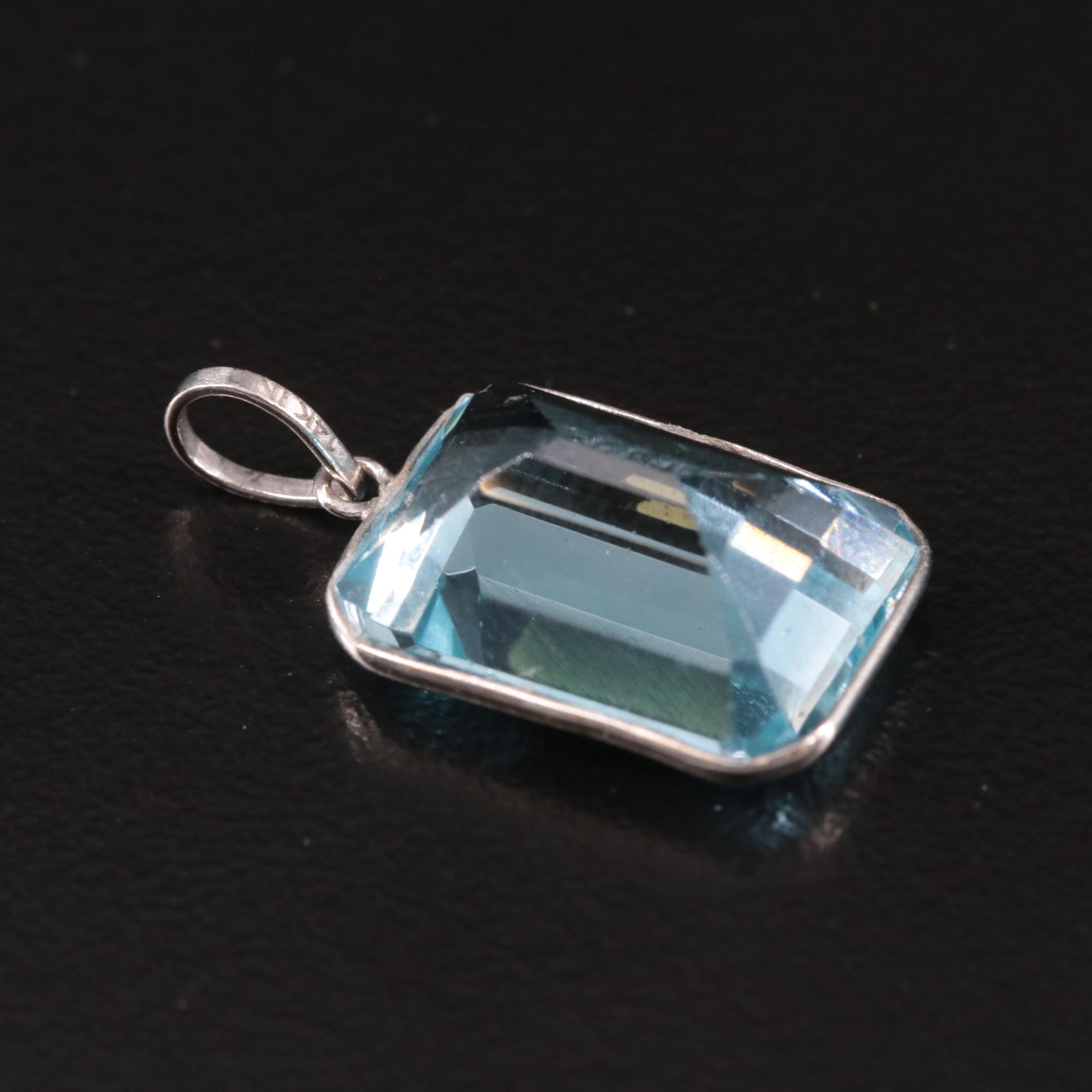 14K Blue Topaz Pendant