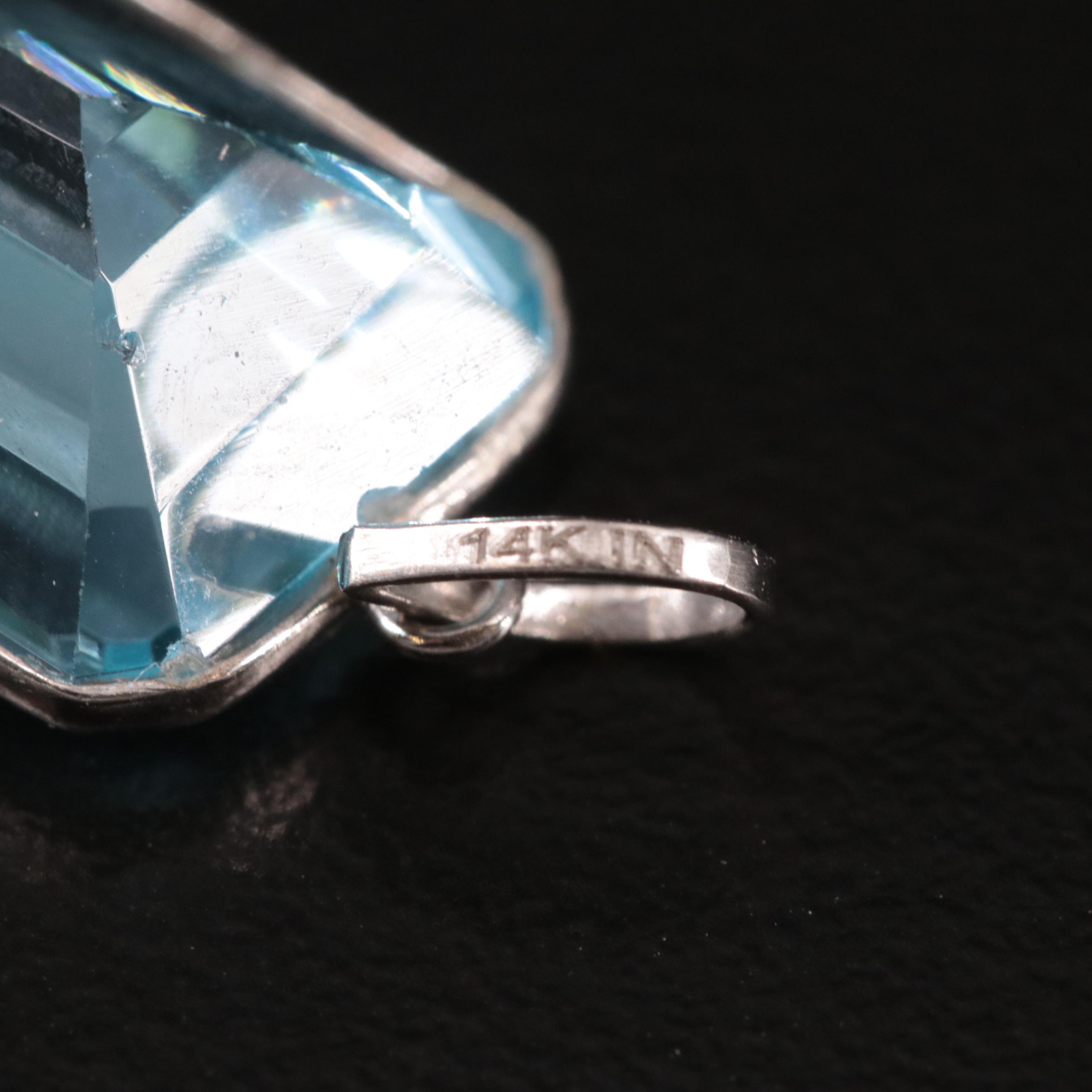 14K Blue Topaz Pendant