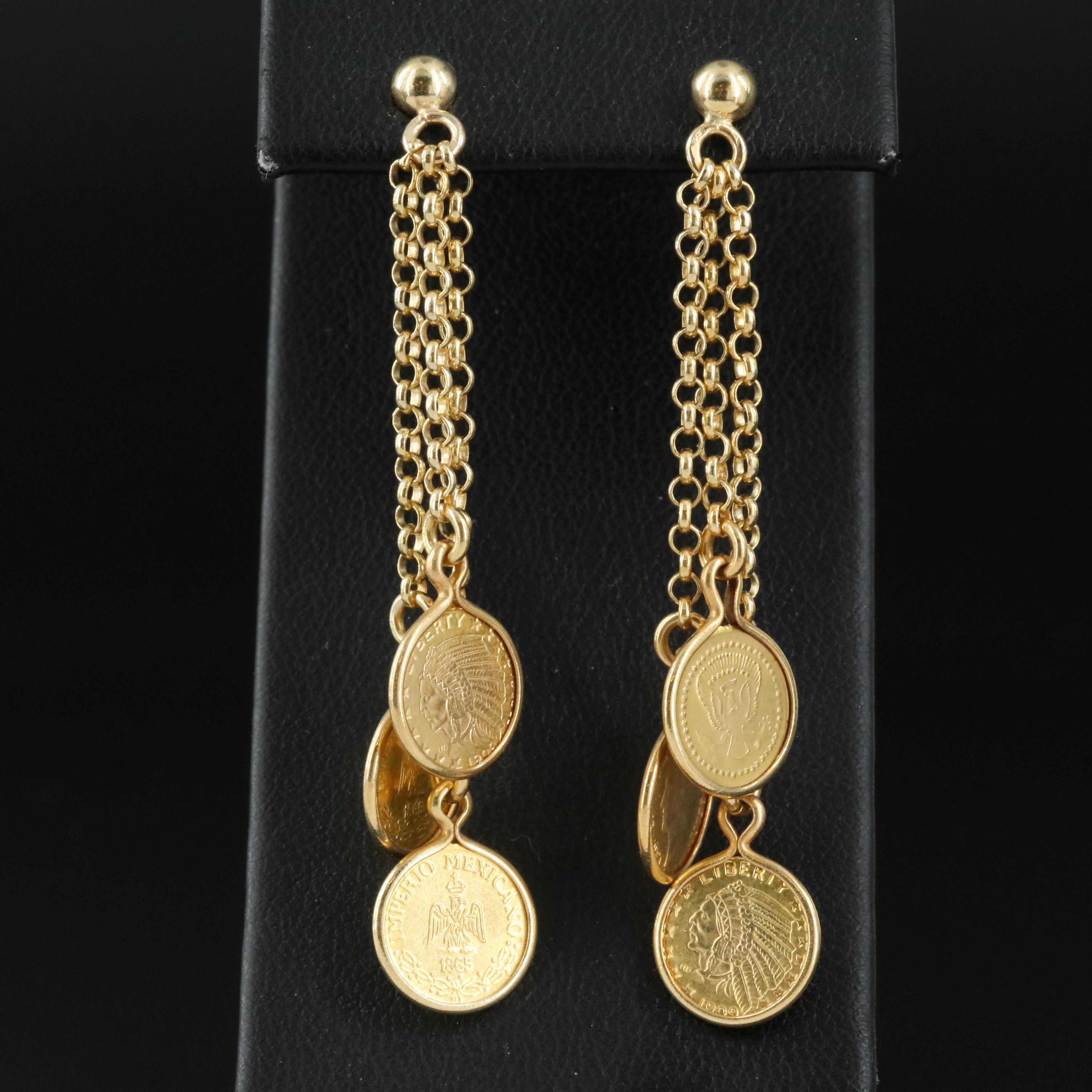 Italian 14K Replica Coin Earrings