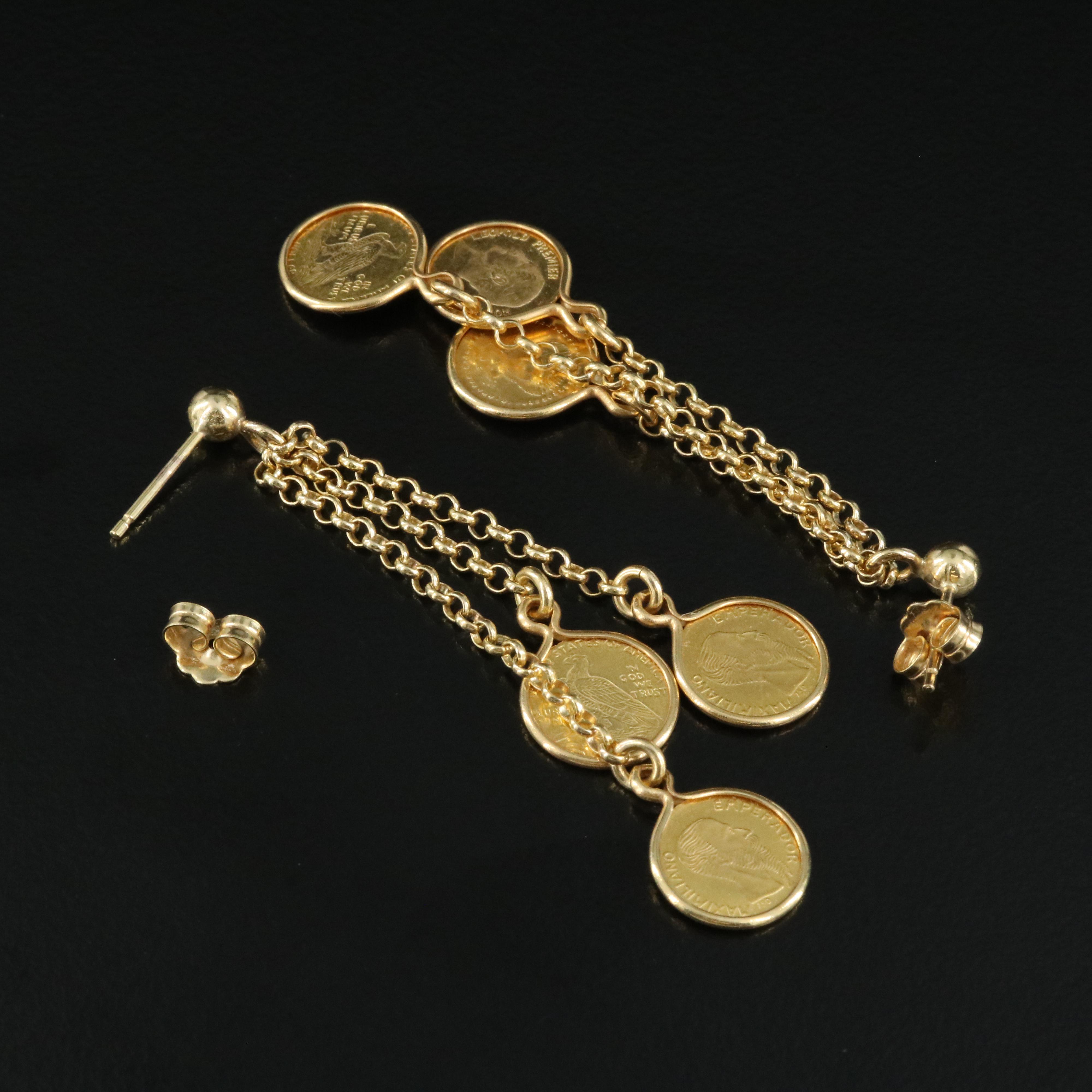 Italian 14K Replica Coin Earrings