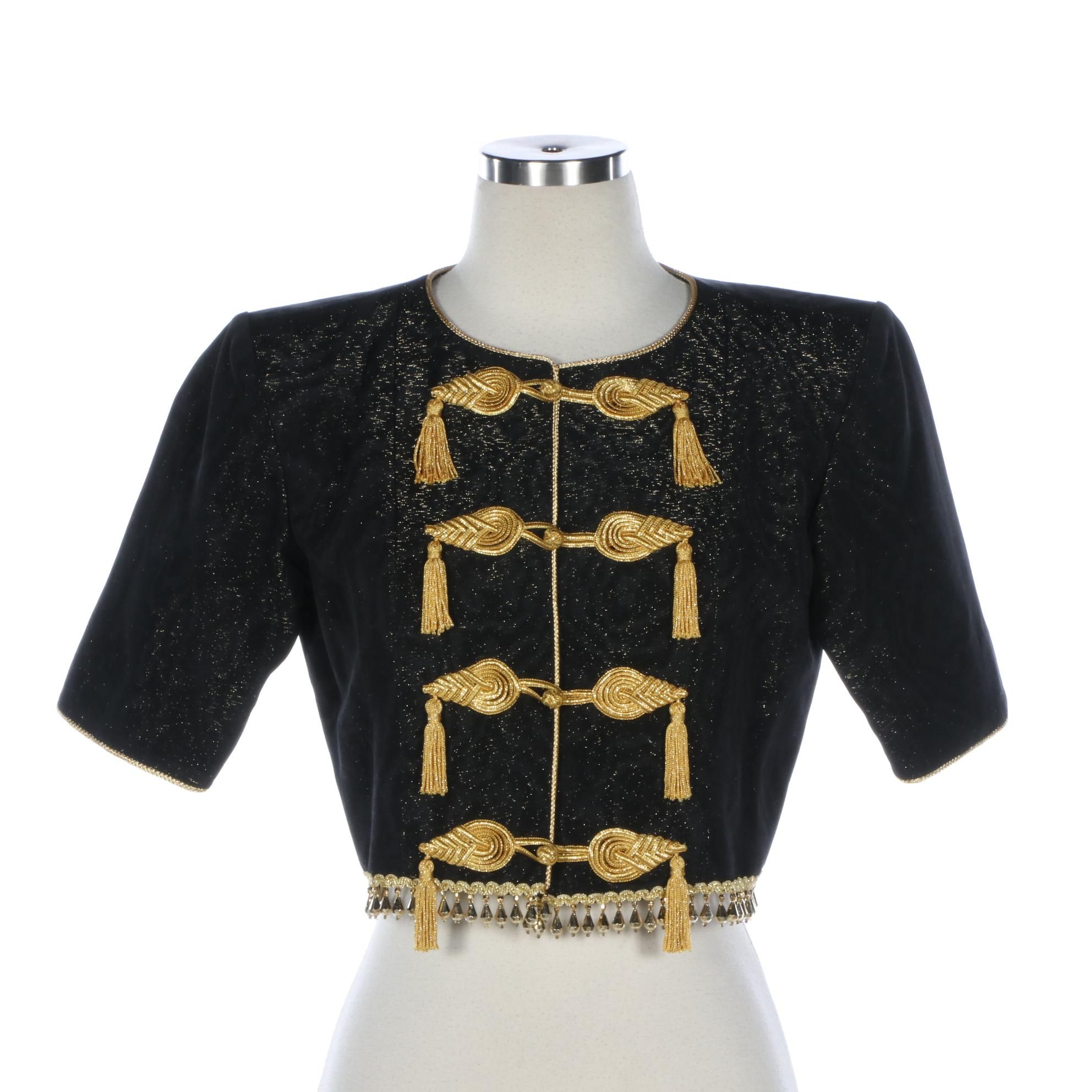 Yves Saint Laurent Metallic Jacket with Tassel Accents and Beaded Trim
