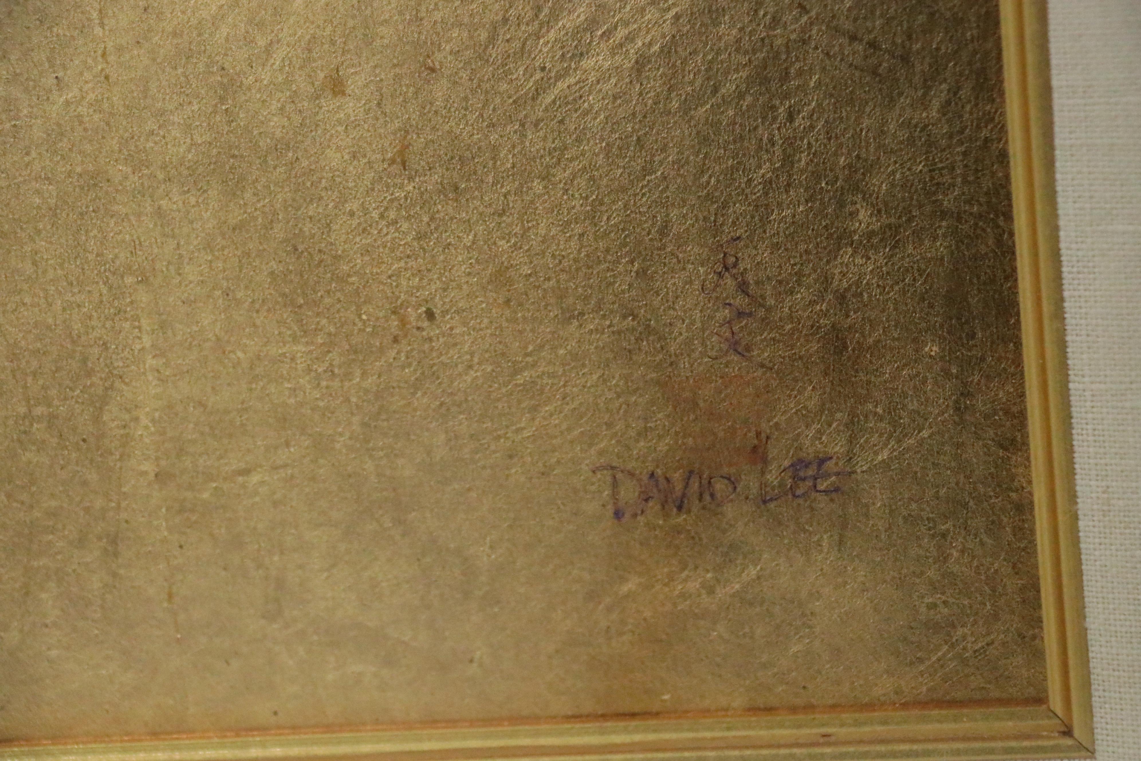 David Lee Embellished Watercolor Painting of Flowers, Late 20th Century