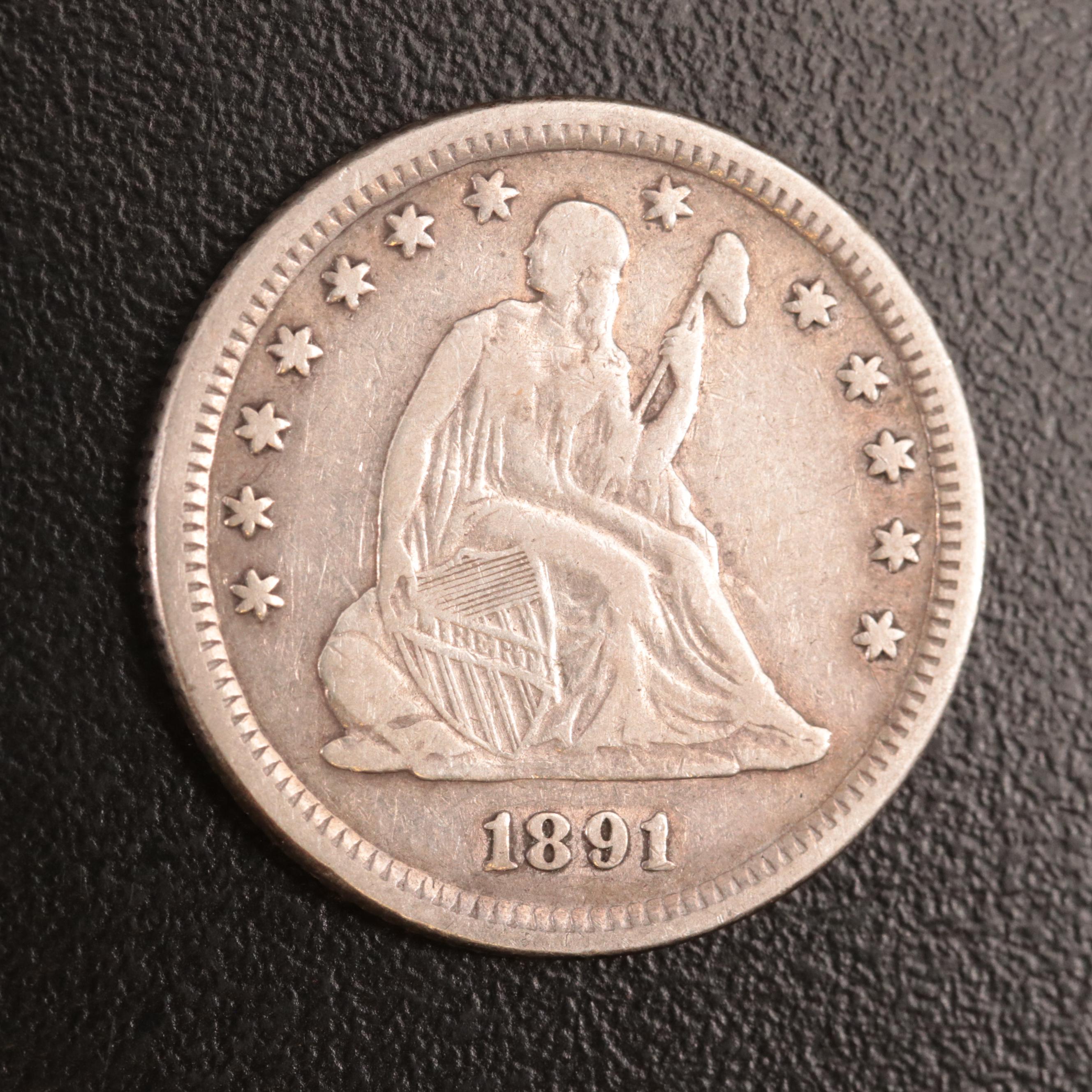 1891 Liberty Seated Silver Quarter