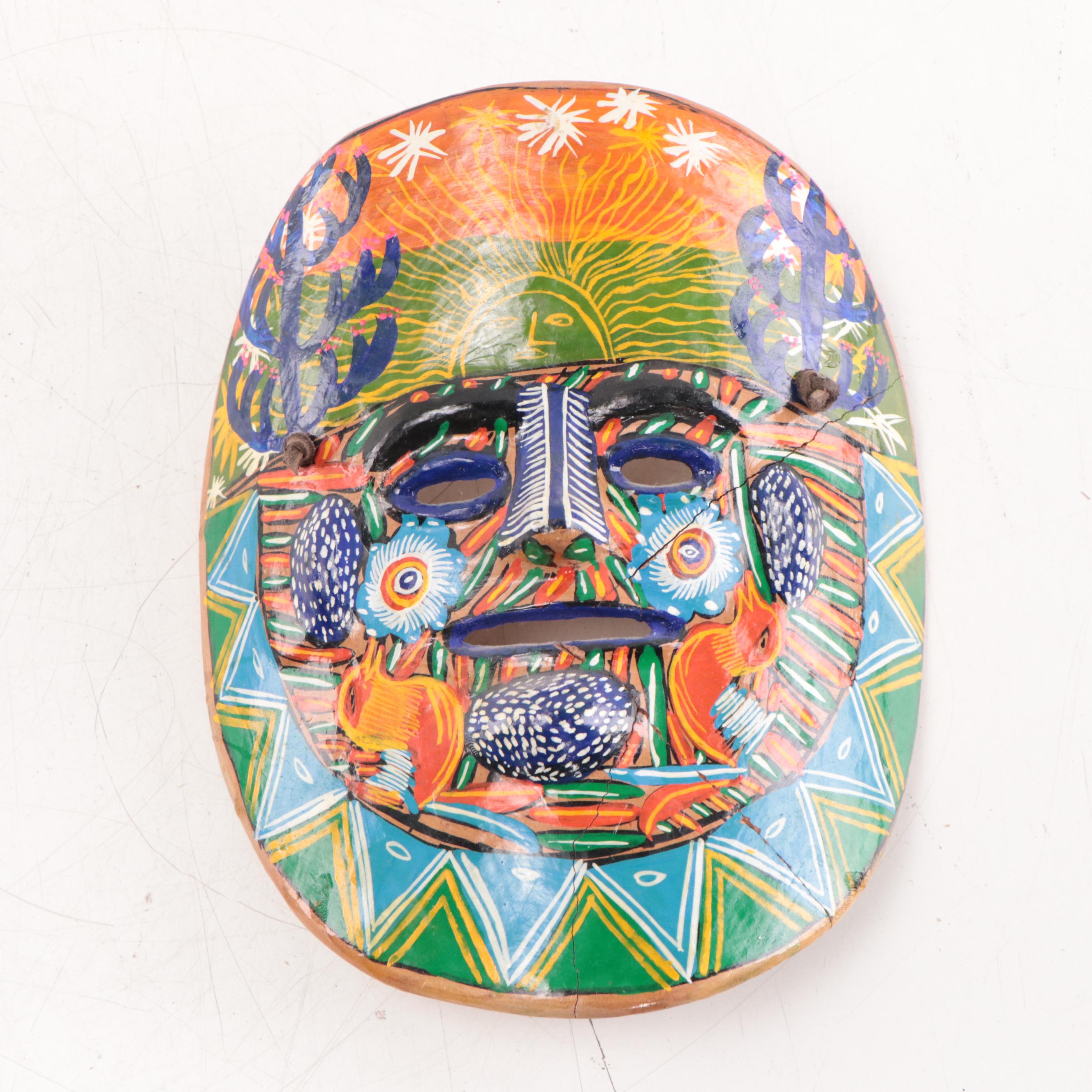 Mexican and Indonesian Carved Wood and Ceramic Masks