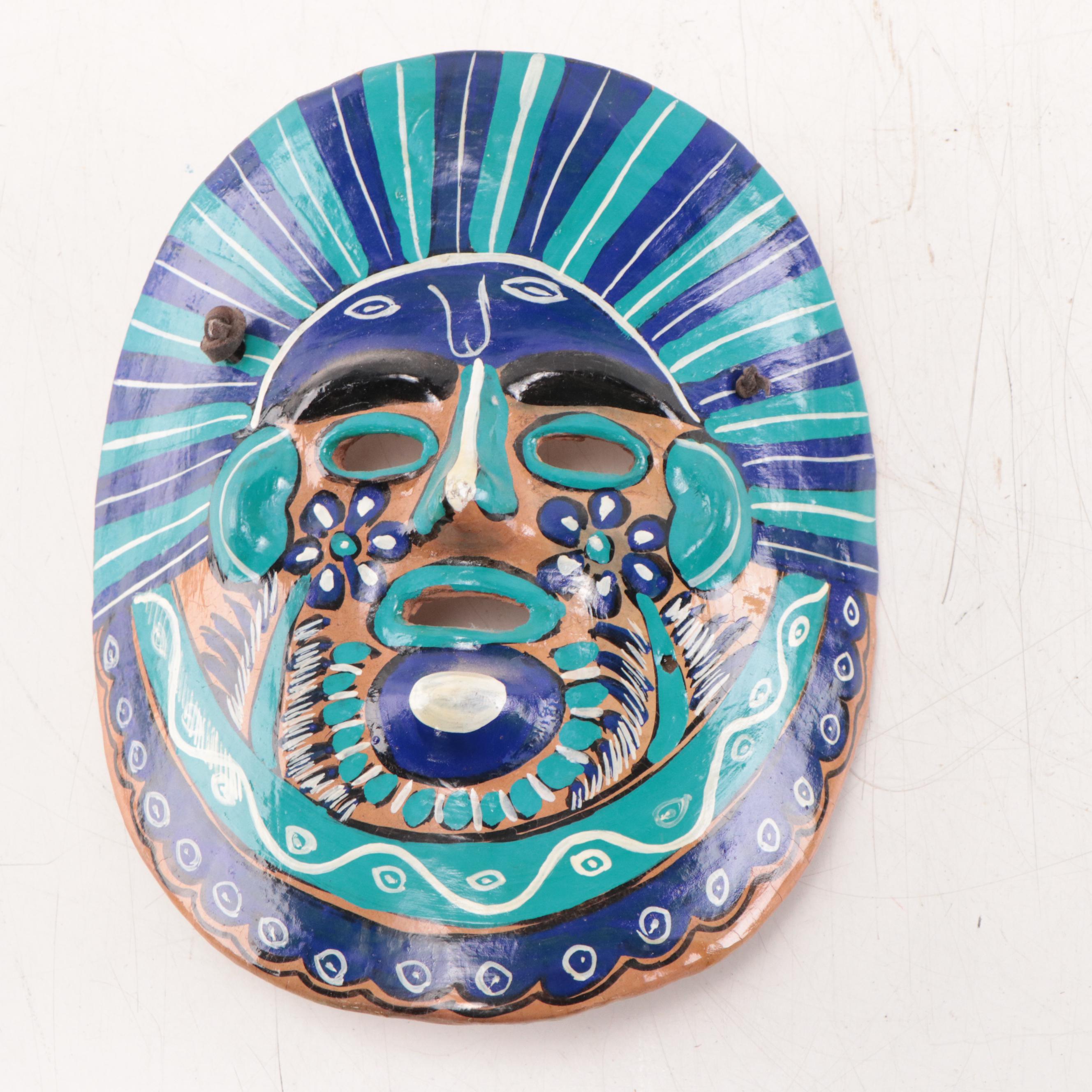 Mexican and Indonesian Carved Wood and Ceramic Masks