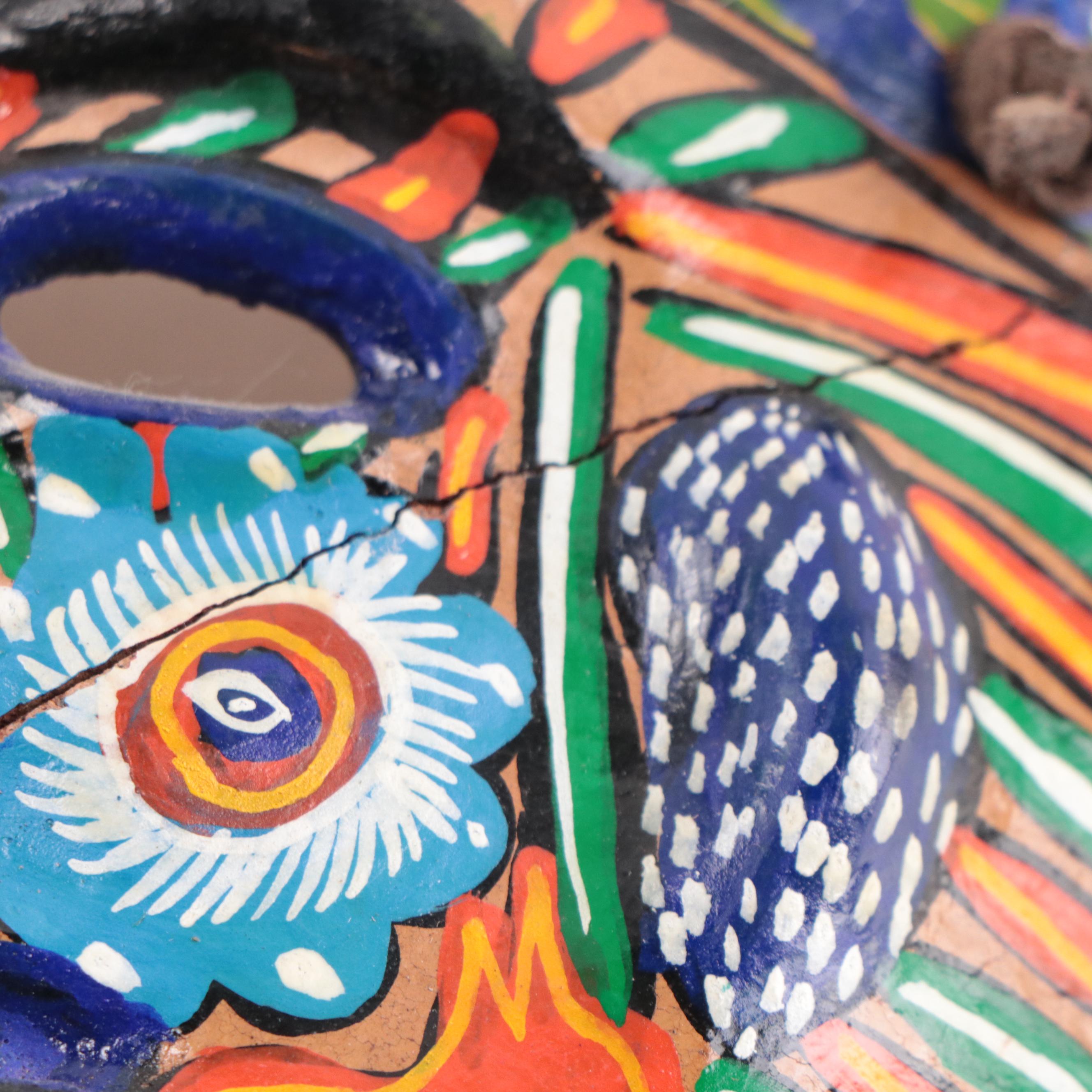 Mexican and Indonesian Carved Wood and Ceramic Masks