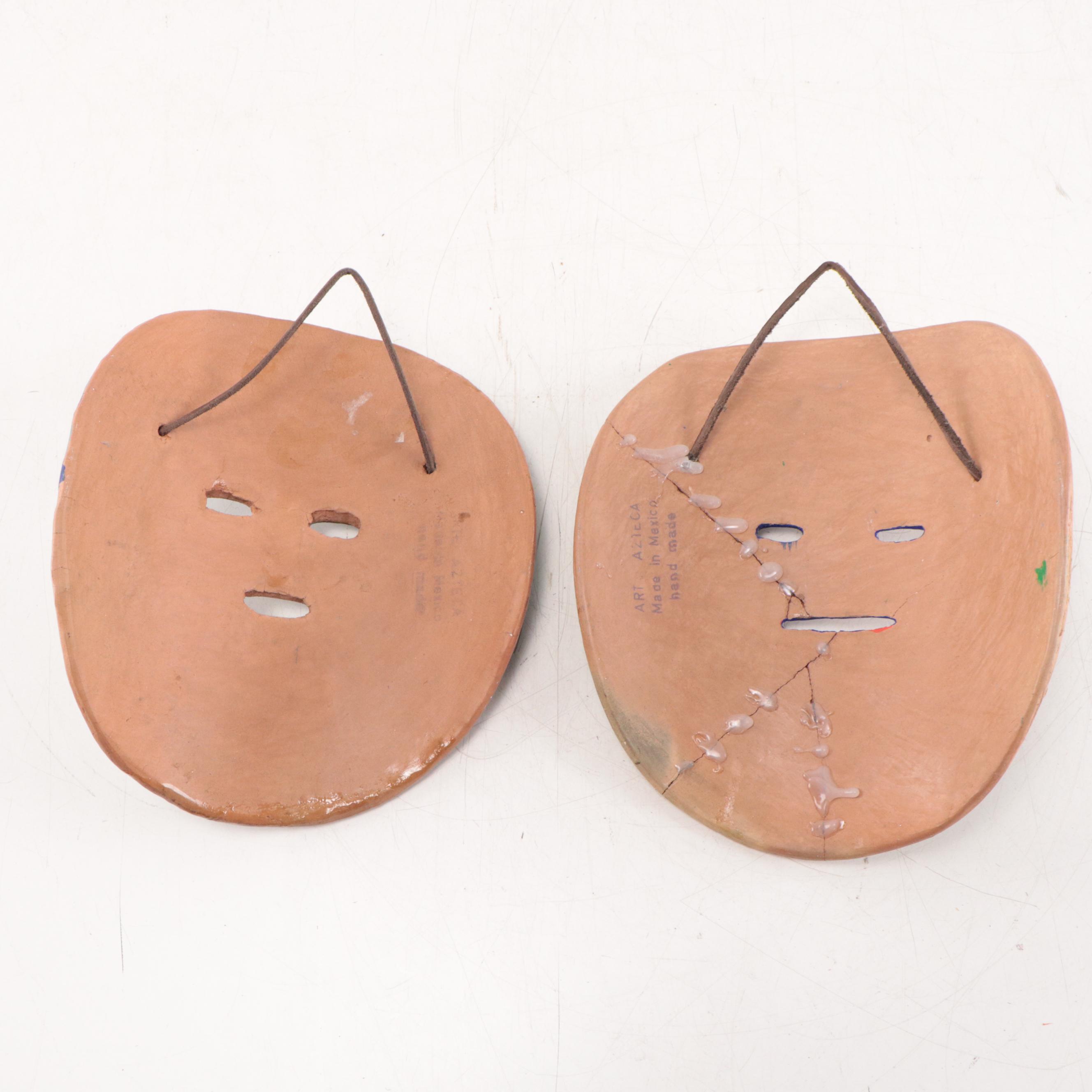 Mexican and Indonesian Carved Wood and Ceramic Masks