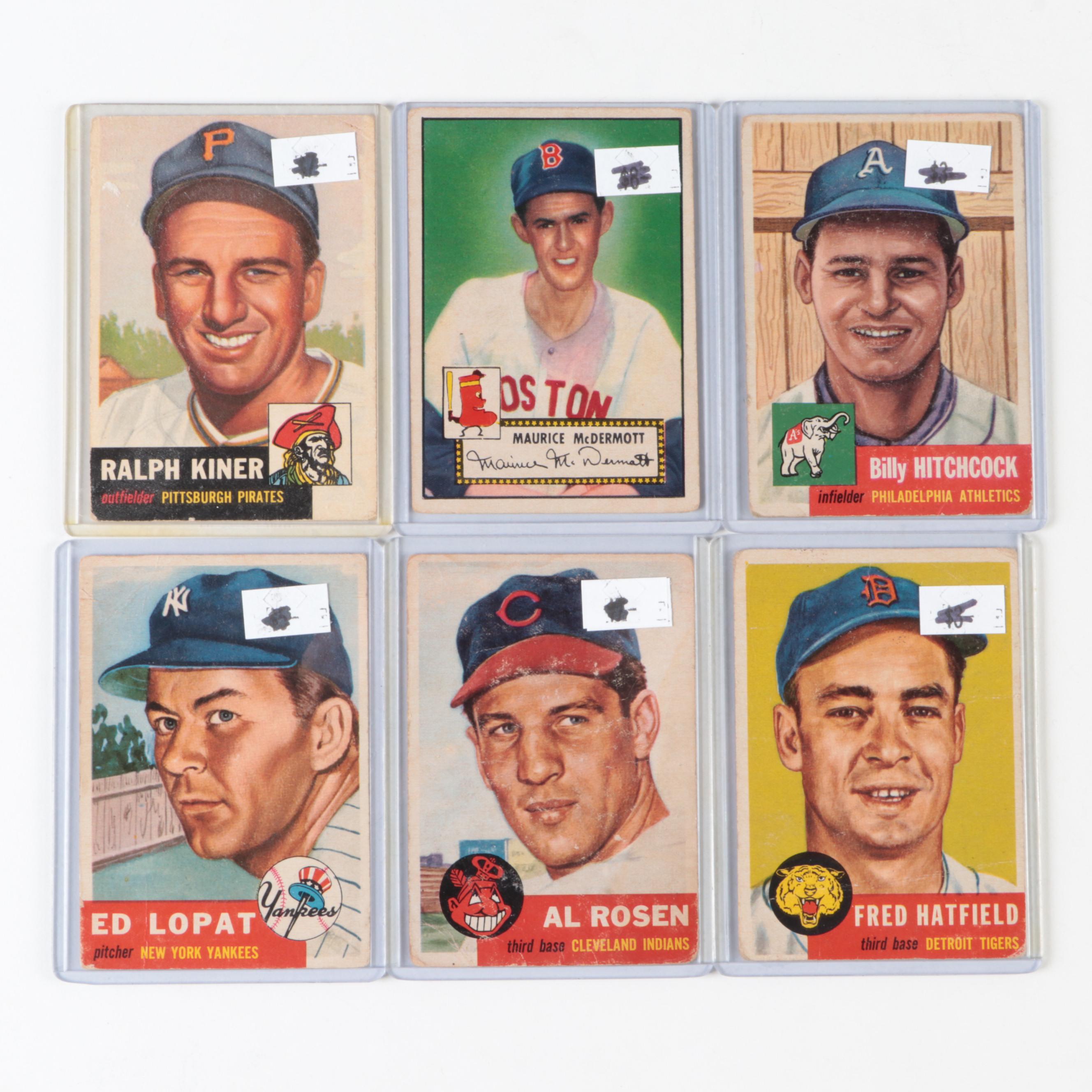 1952 and 1953 Topps Baseball Cards with Kiner, Hitchcock, Repulski and More