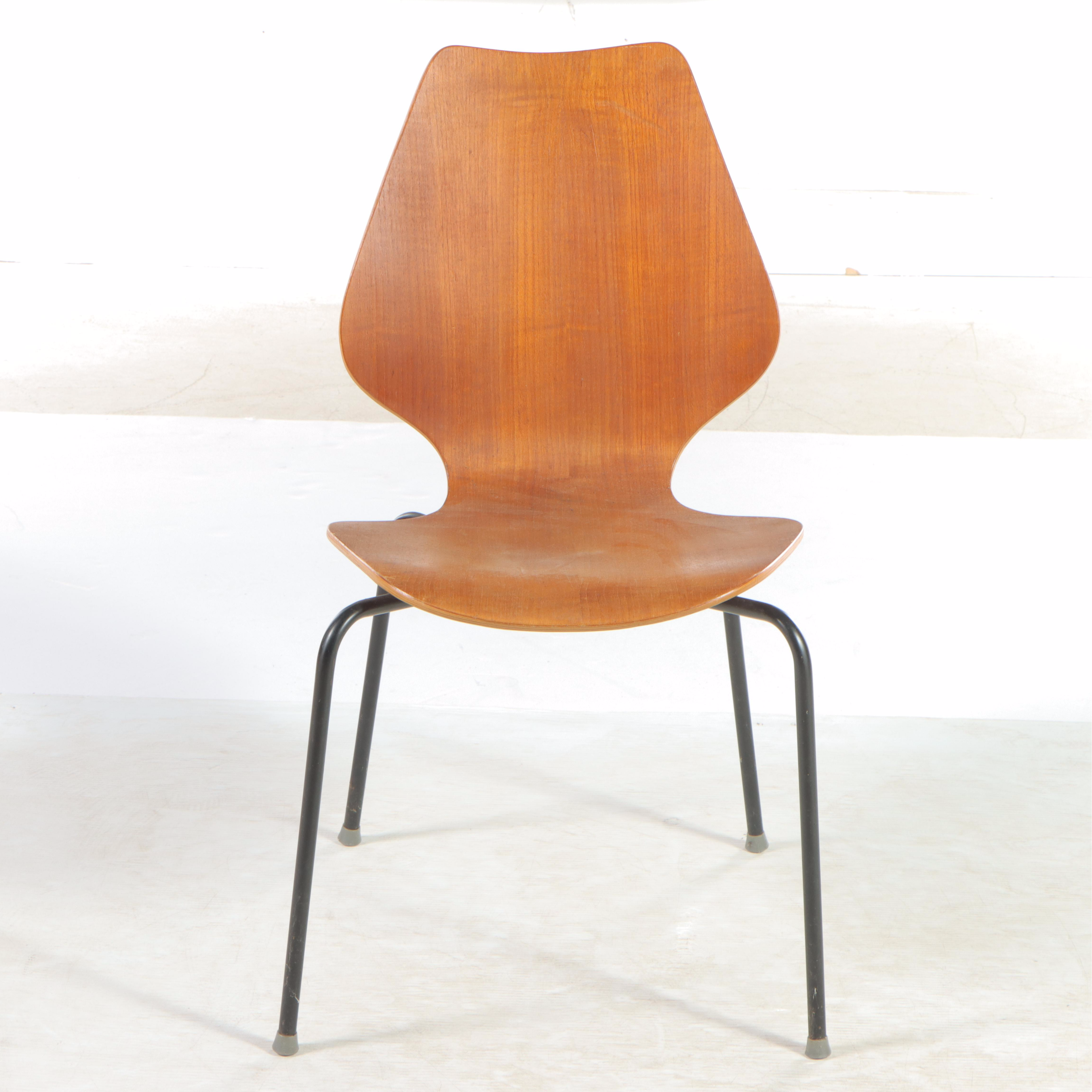 Danish Modern Bent Teak Side Chair, Manner of Herbert Hirche for Jofa Stalmobler